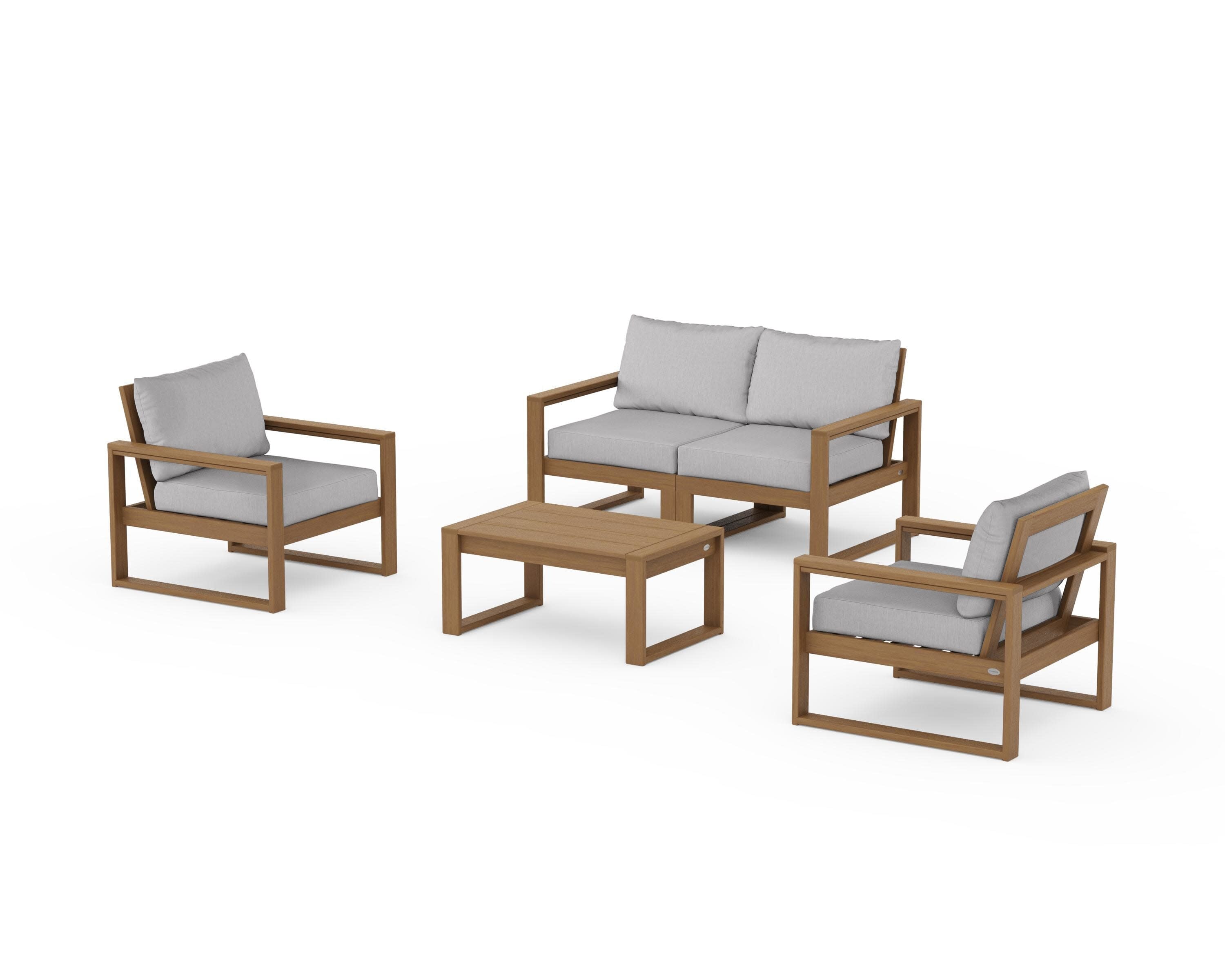 EDGE Sectional 4-Piece Deep Seating Set with Loveseat in Natural / Granite