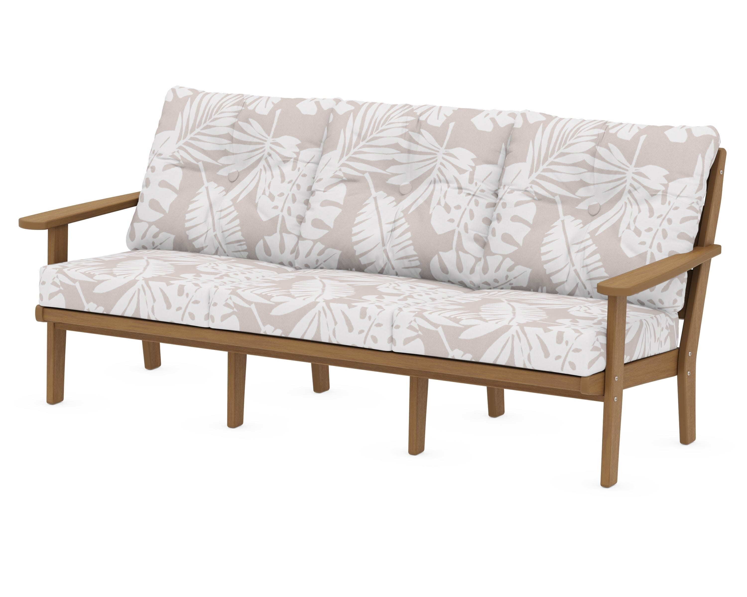 Lakeside Deep Seating Sofa in Natural / Leaf Dune Burlap
