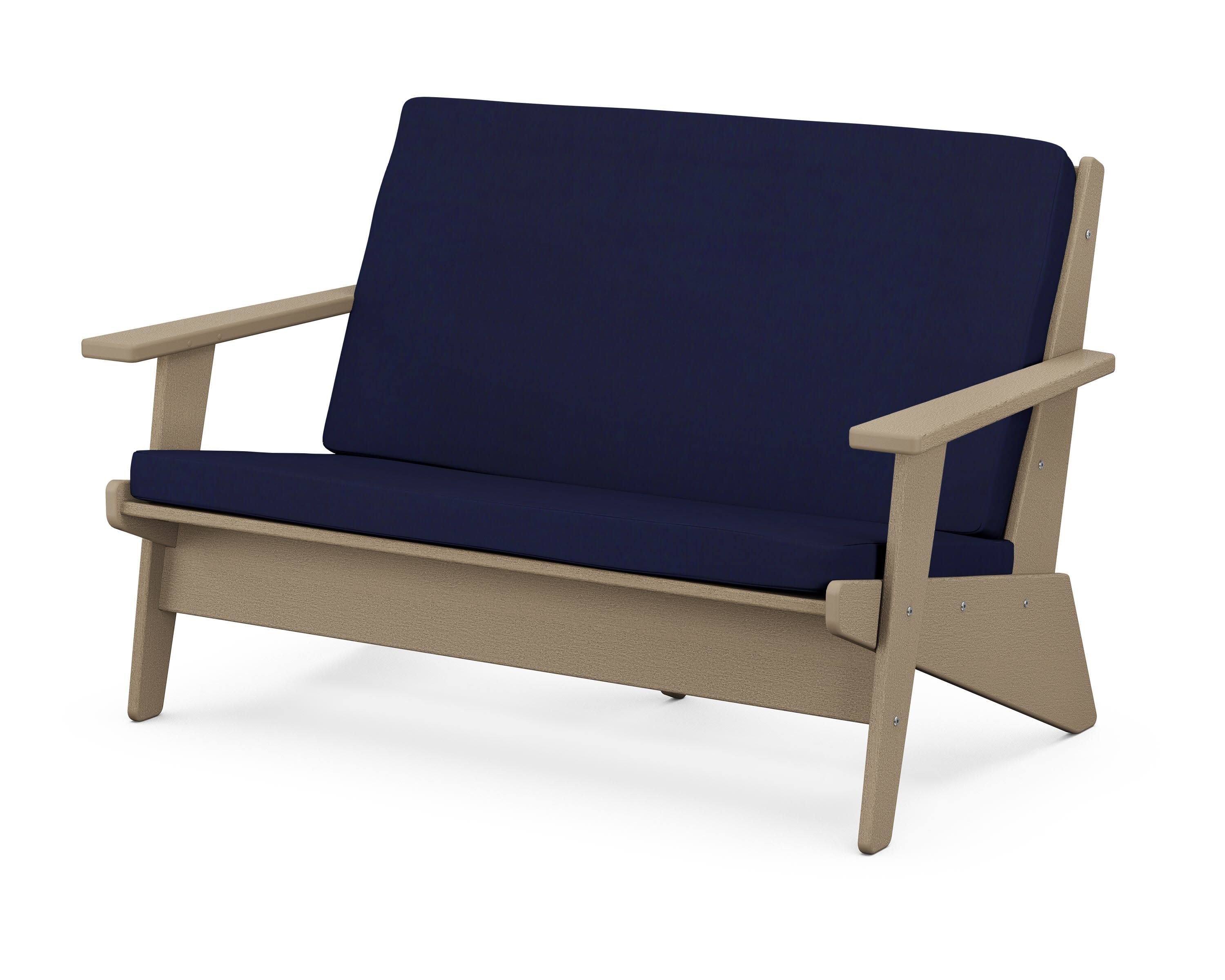 Riviera Modern Lounge Loveseat in Vintage Sahara / Navy
