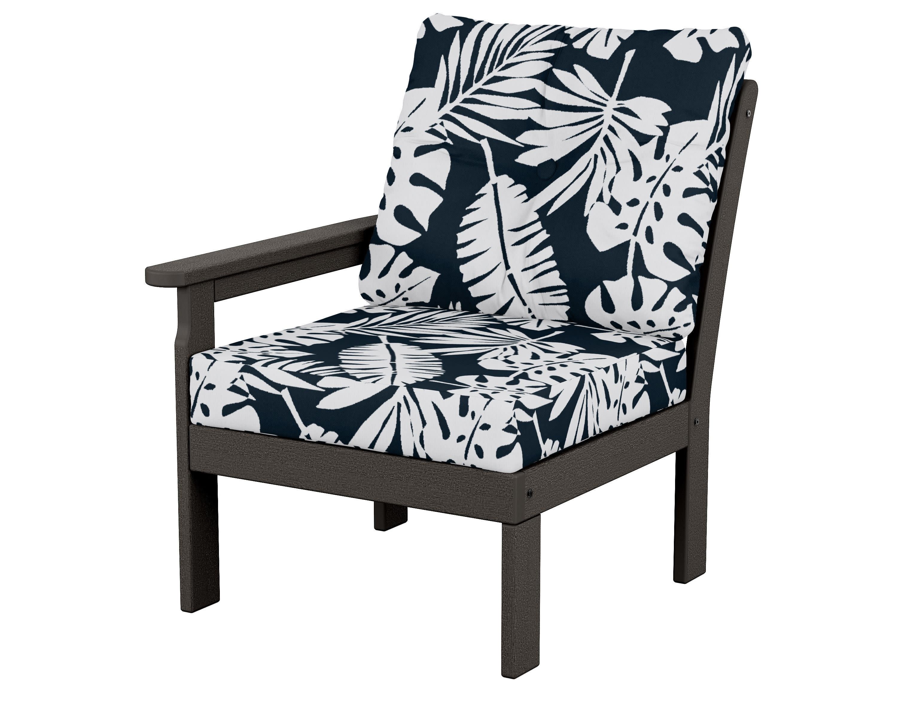 Vineyard Modular Left Arm Chair in Vintage Coffee / Leaf Marine Indigo