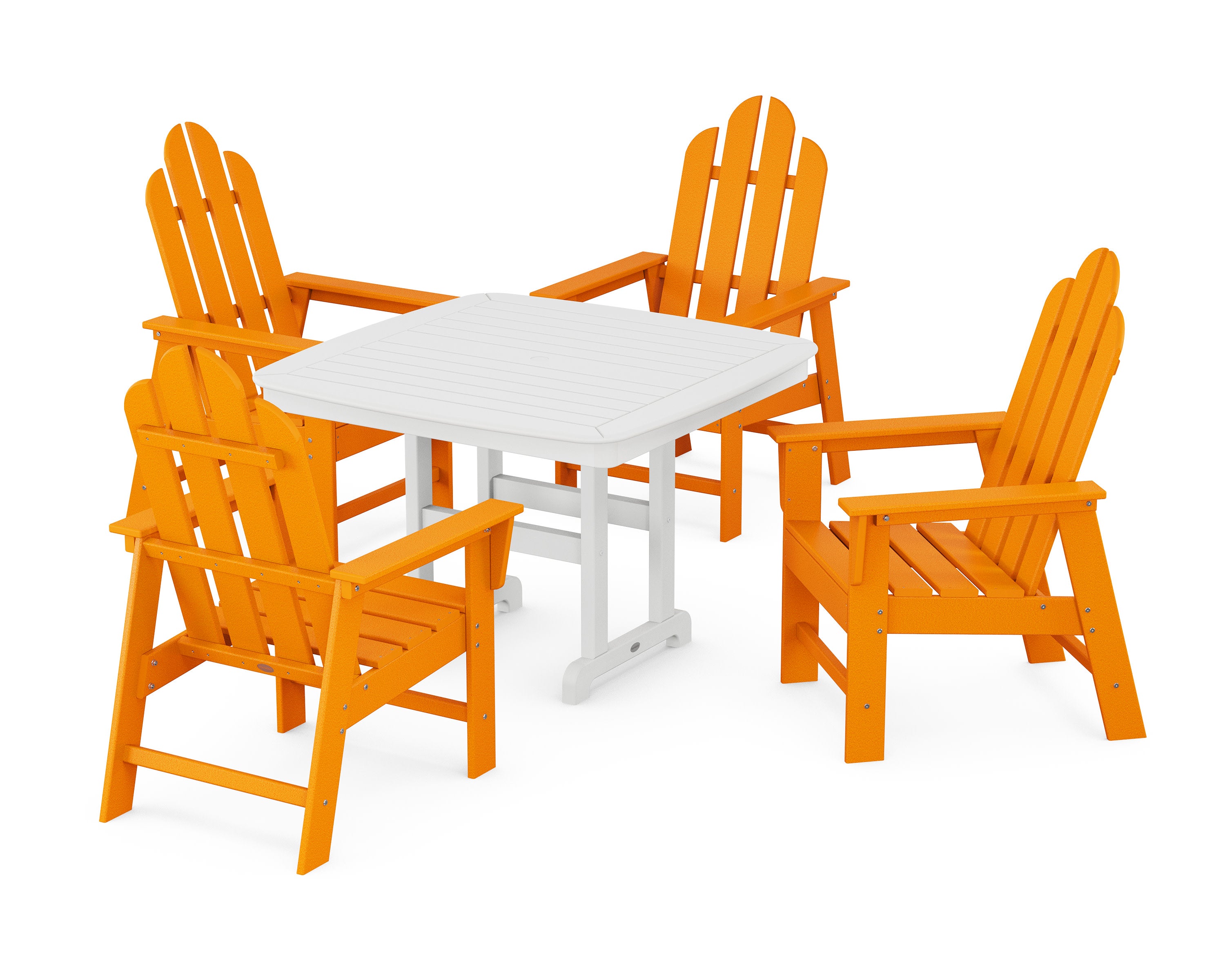 Long Island 5-Piece Dining Set with Trestle Legs in Tangerine / White