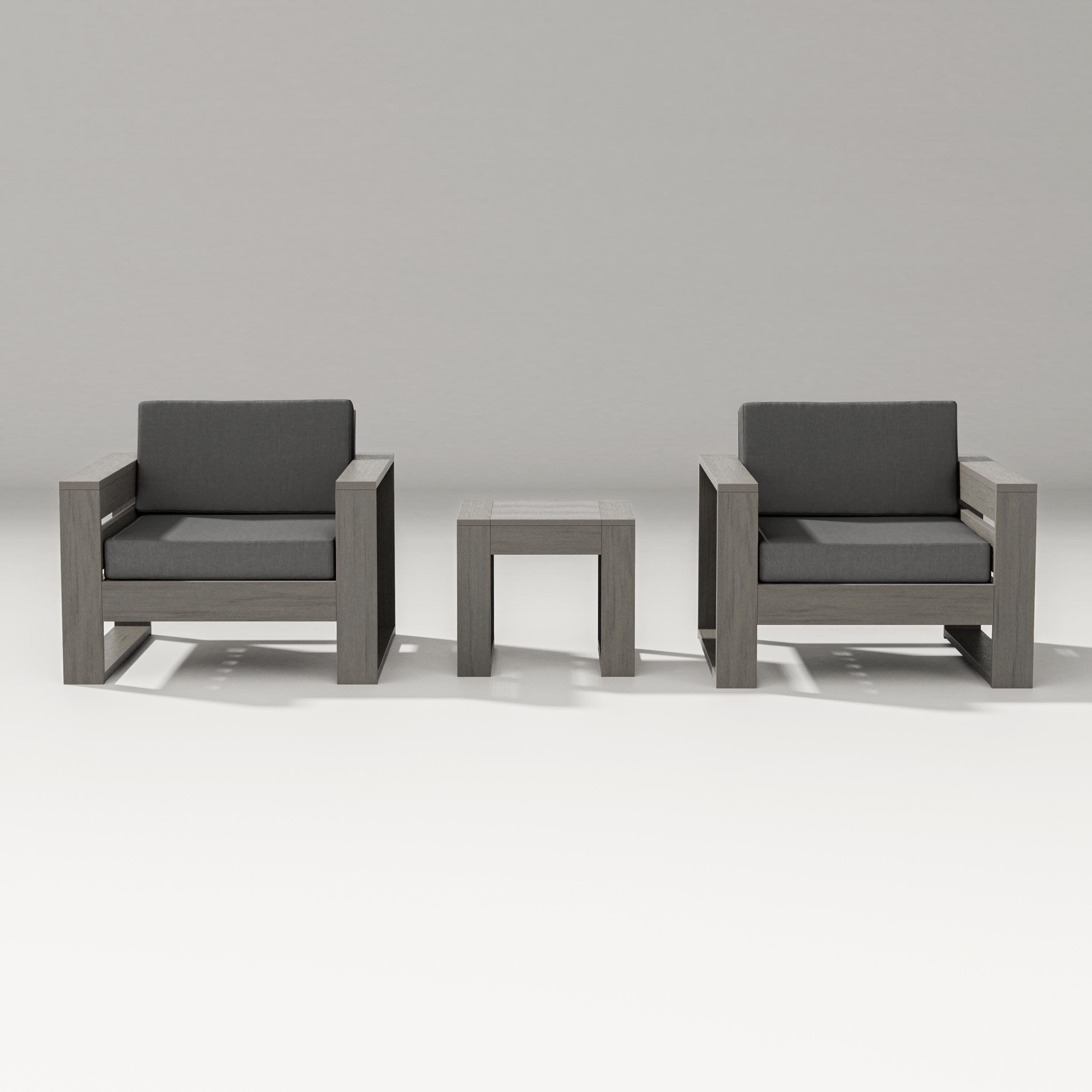 Latitude 3-Piece Lounge Chair Set in Driftwood / Spectrum Carbon