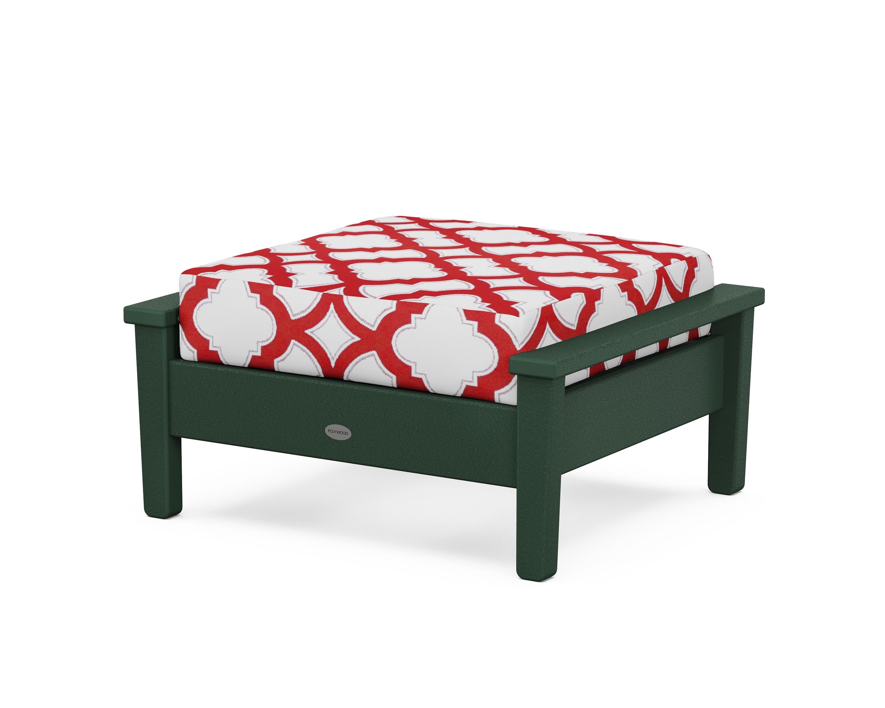 Prescott Deep Seating Ottoman in Green / Trellis Crimson
