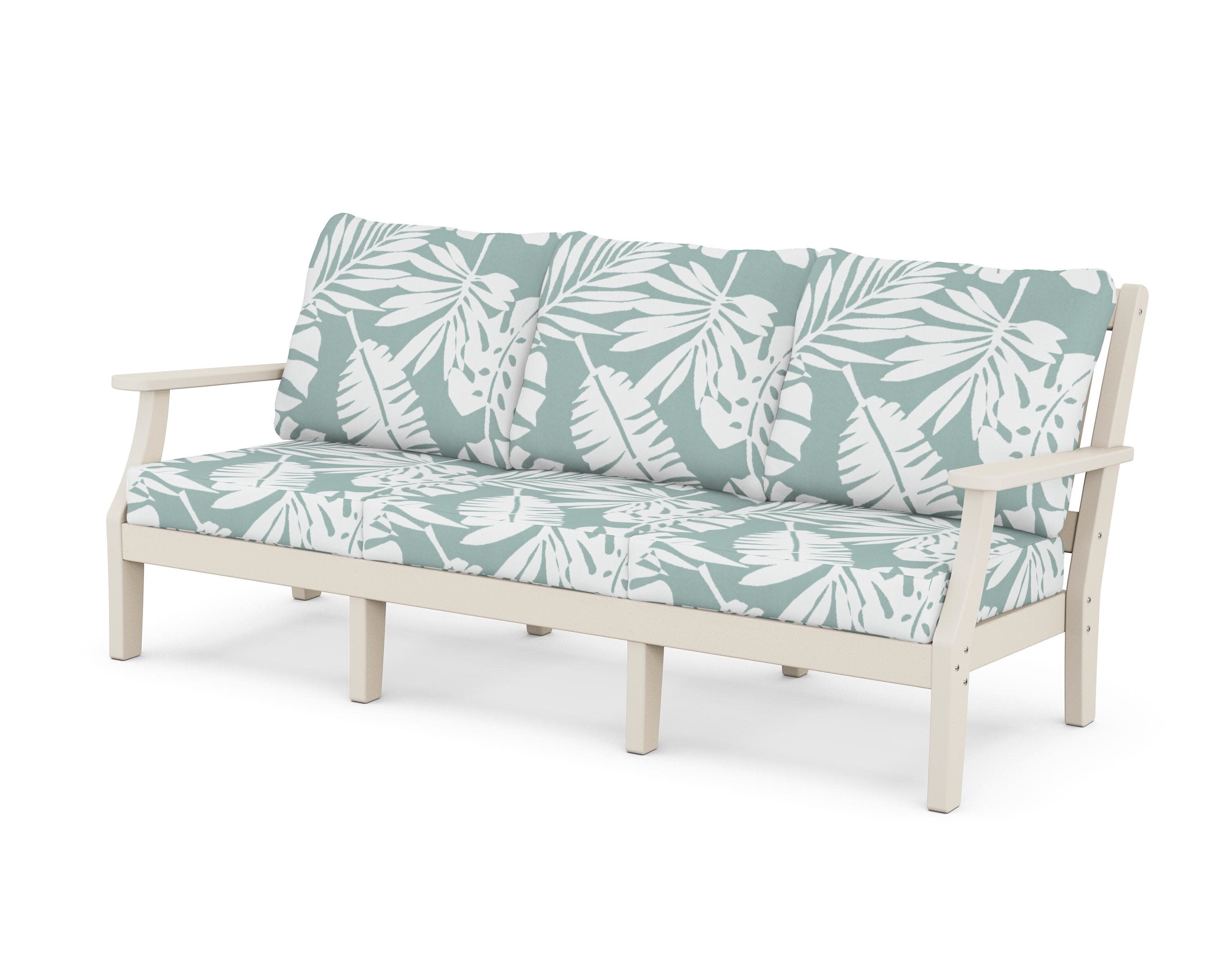 Chinoiserie Deep Seating Sofa in Sand / Leaf Glacier Spa