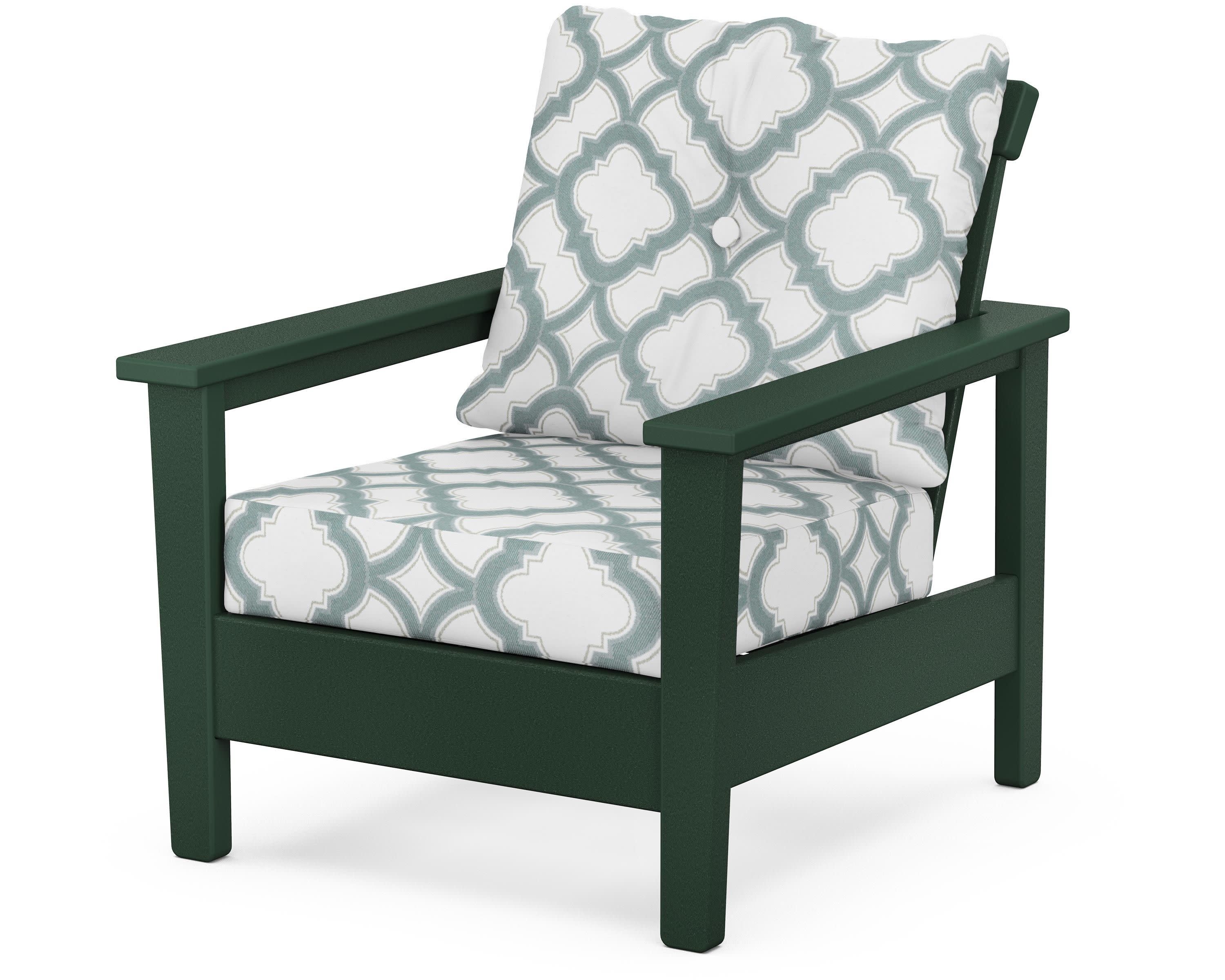 Prescott Deep Seating Chair in Green / Trellis Glacier Spa