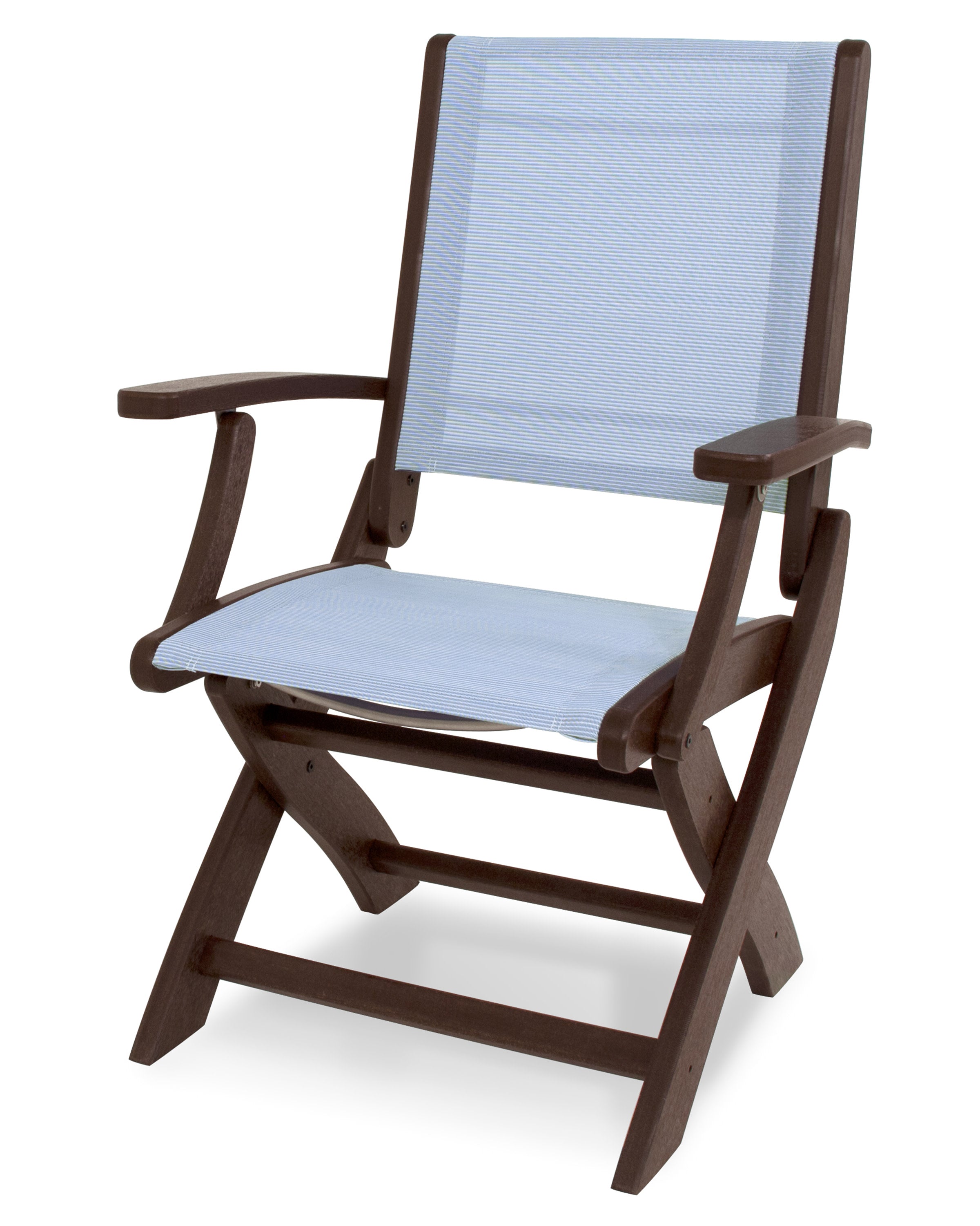 Coastal Folding Chair in Mahogany / Poolside Sling