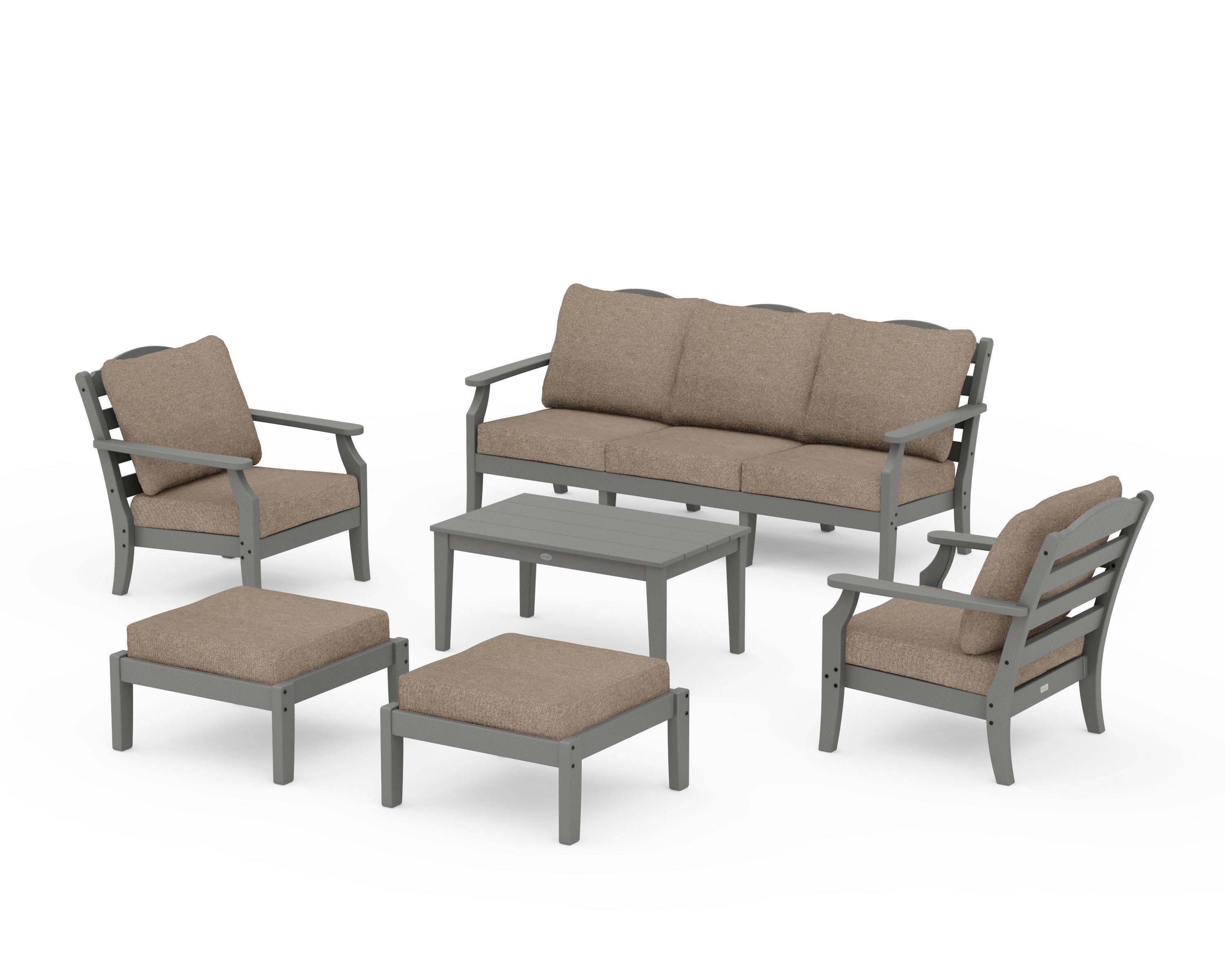 Savannah 6-Piece Lounge Sofa Set in Slate Grey / Spiced Burlap