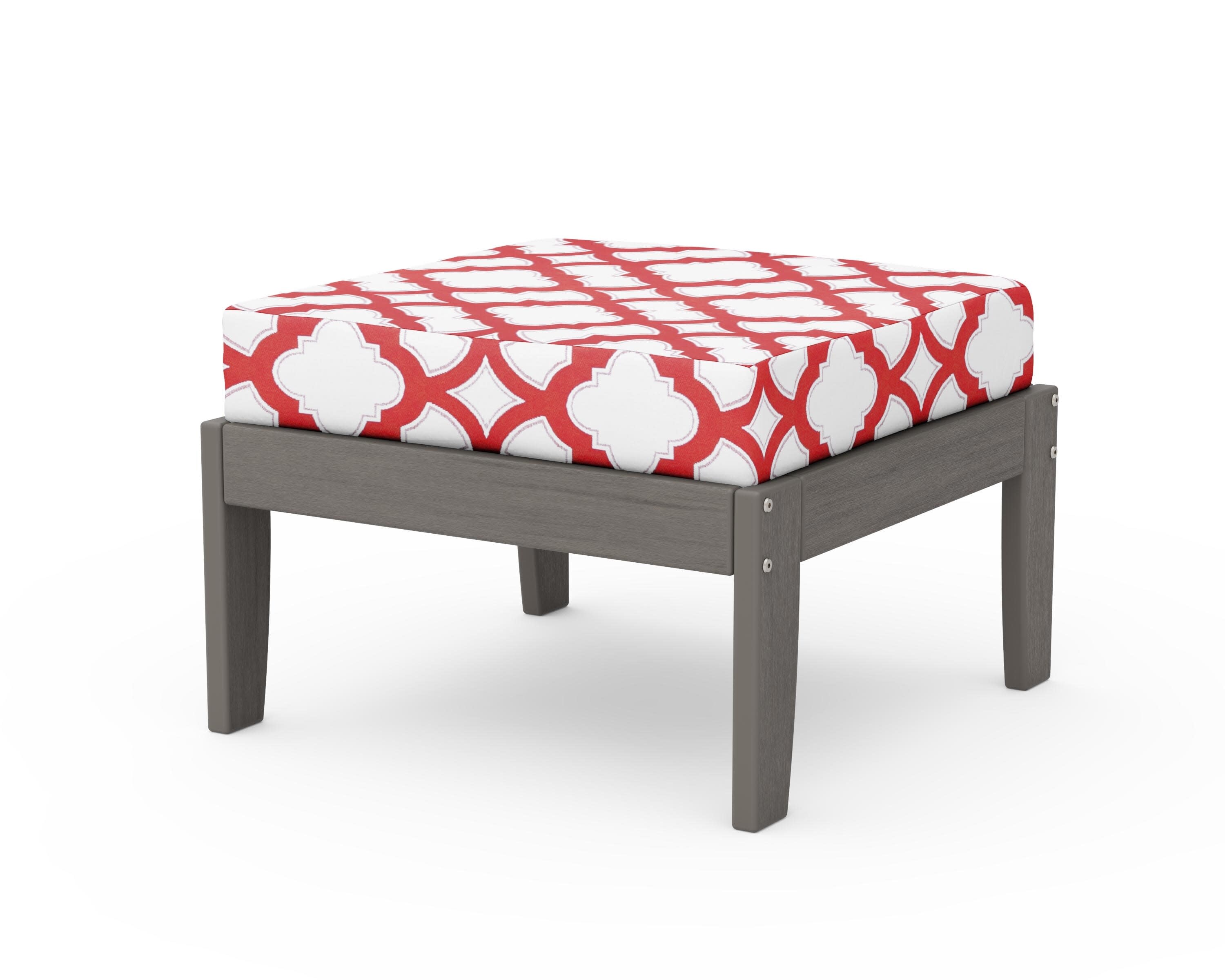 Modular Ottoman - Classic in Driftwood / Trellis Crimson