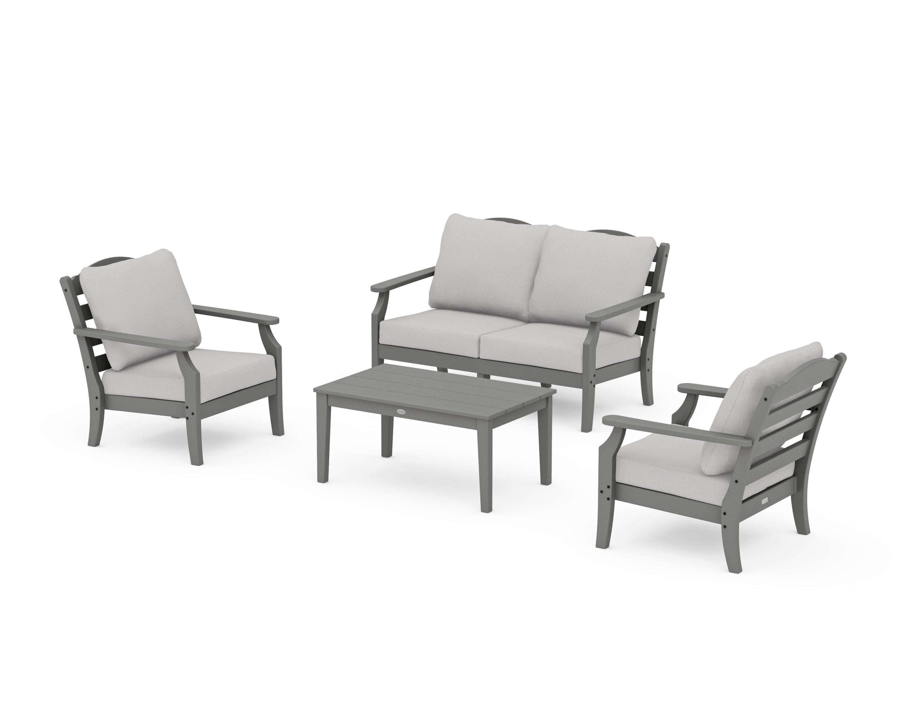 Savannah 4-Piece Deep Seating Set with Loveseat in Slate Grey / Diamond in the Rough