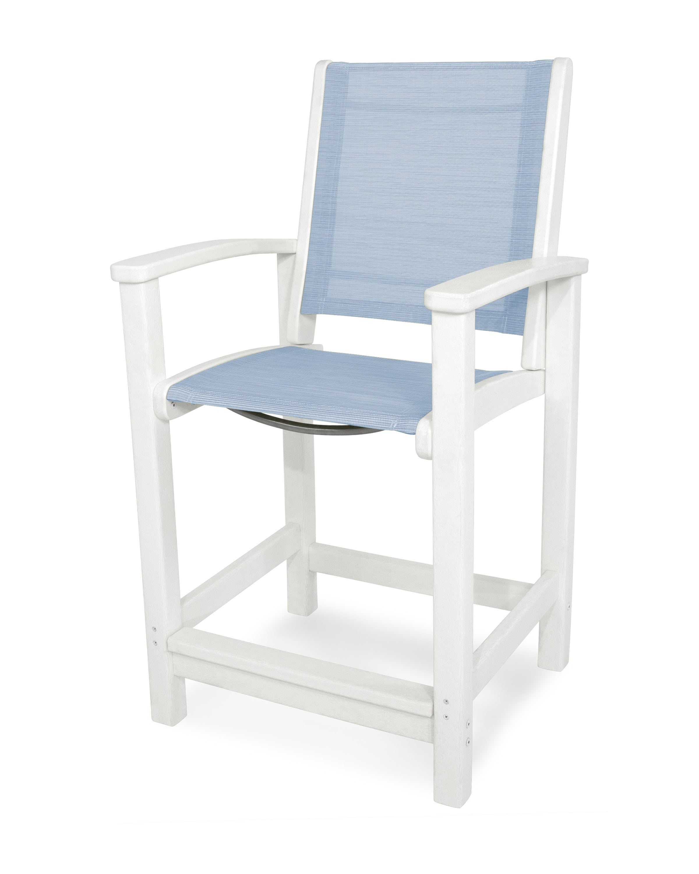 Coastal Counter Chair in White / Poolside Sling
