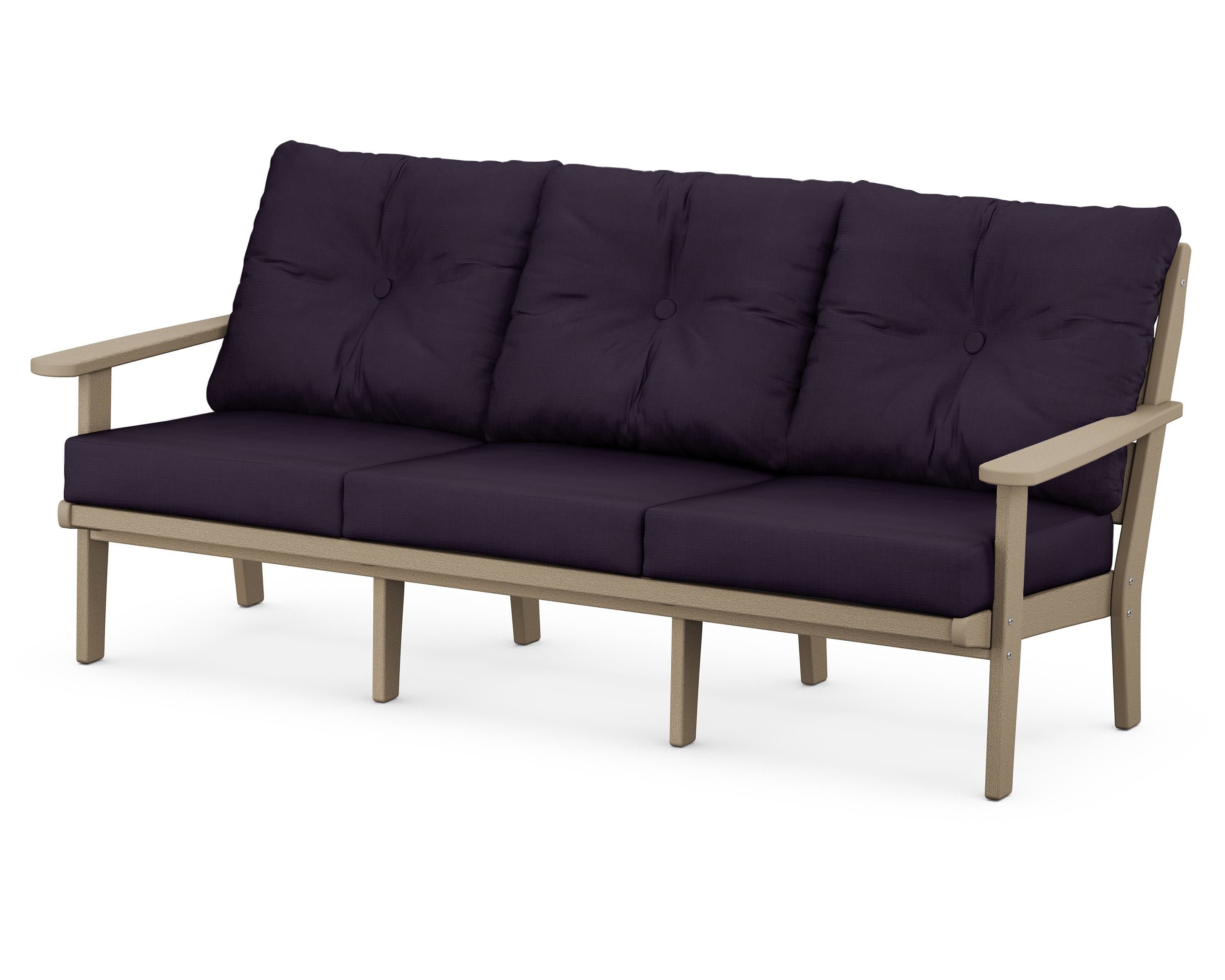 Lakeside Deep Seating Sofa in Vintage Sahara / Navy Linen
