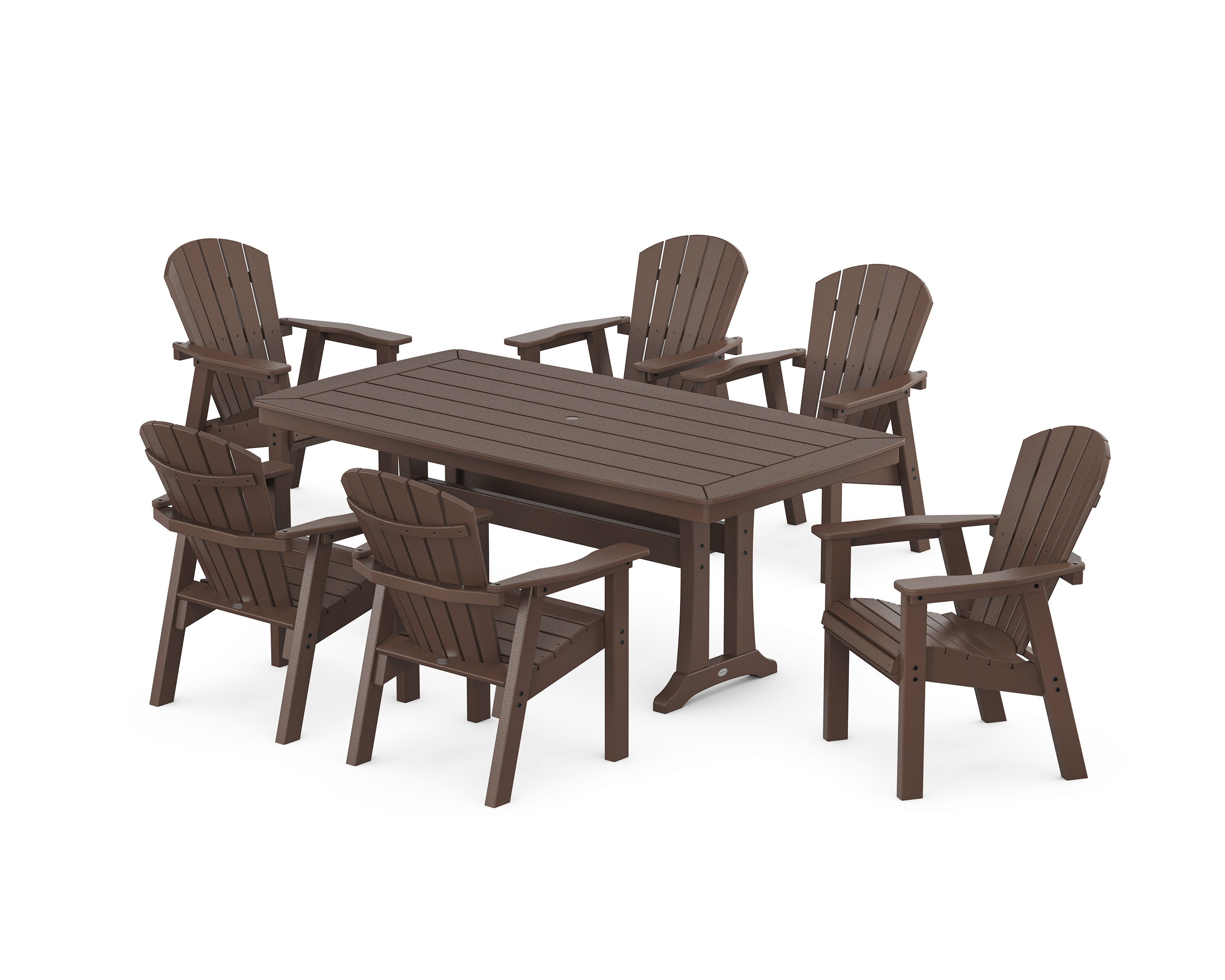 Seashell 7-Piece Dining Set with Trestle Legs in Mahogany