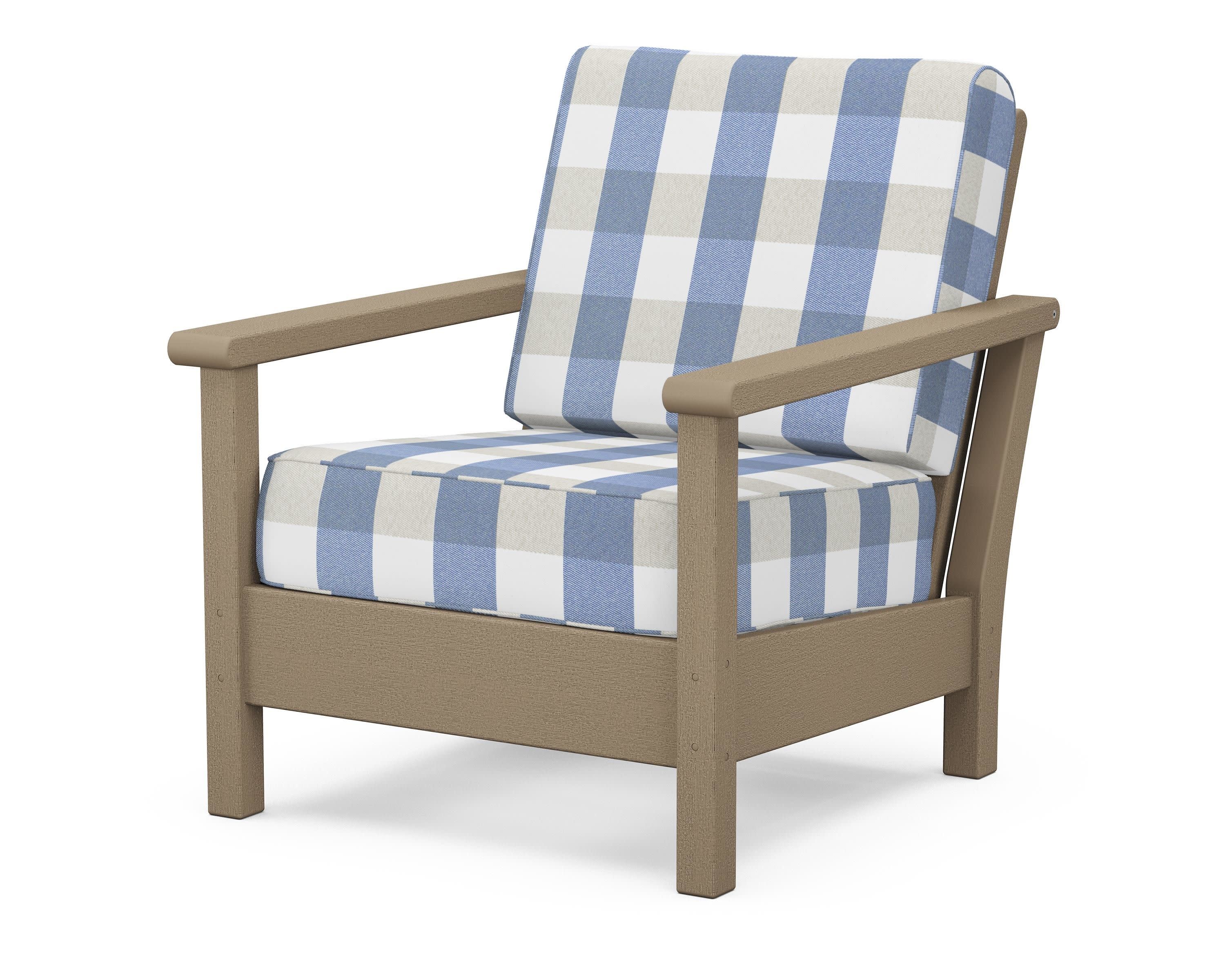 Harbour Deep Seating Chair in Vintage Sahara / Buffalo Plaid Sky Blue