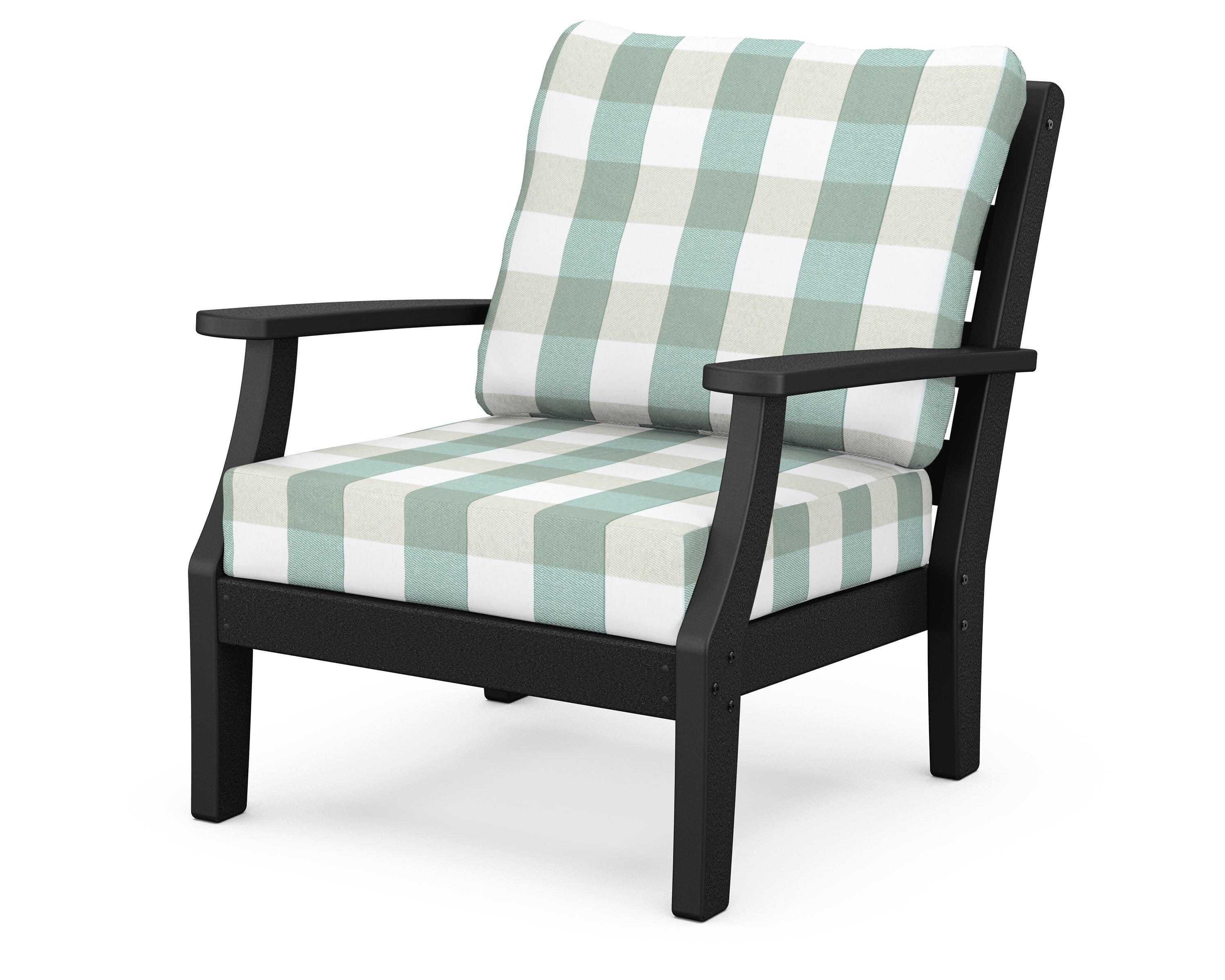 Chesapeake Deep Seating Chair in Black / Buffalo Plaid Glacier Spa