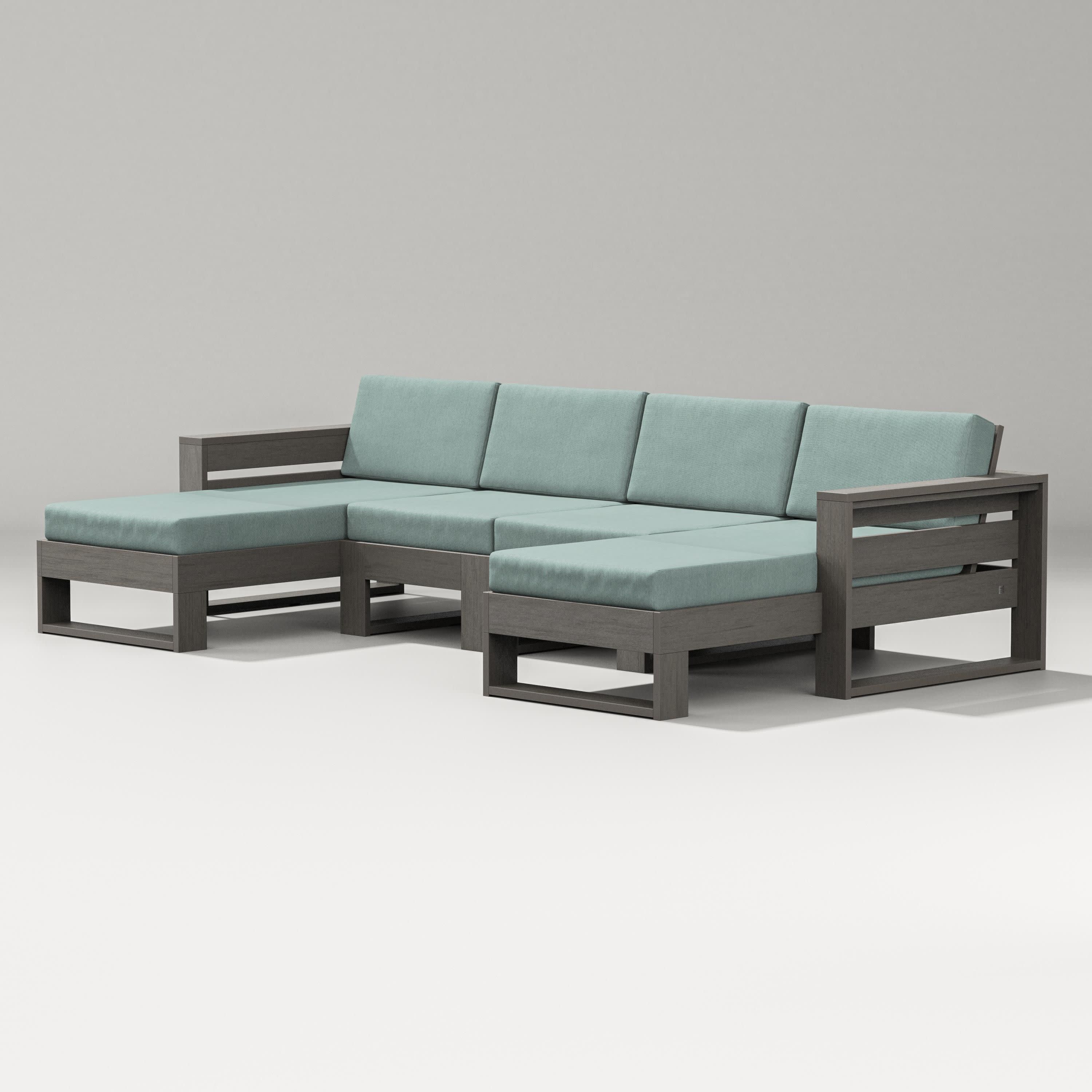 Latitude Double Chaise Sectional in Driftwood / Glacier Spa