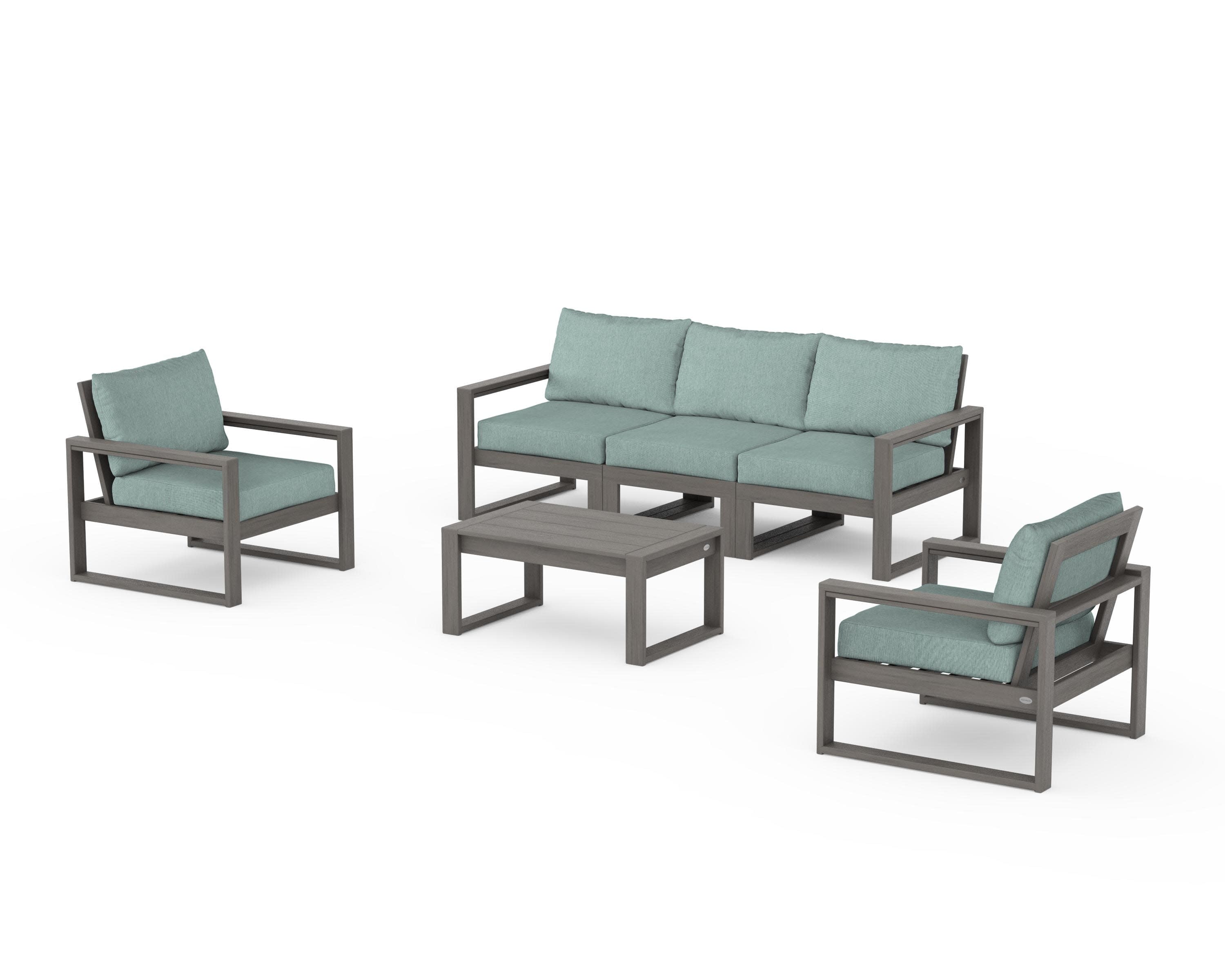 EDGE Sectional 4-Piece Deep Seating Set with Sofa in Driftwood / Glacier Spa