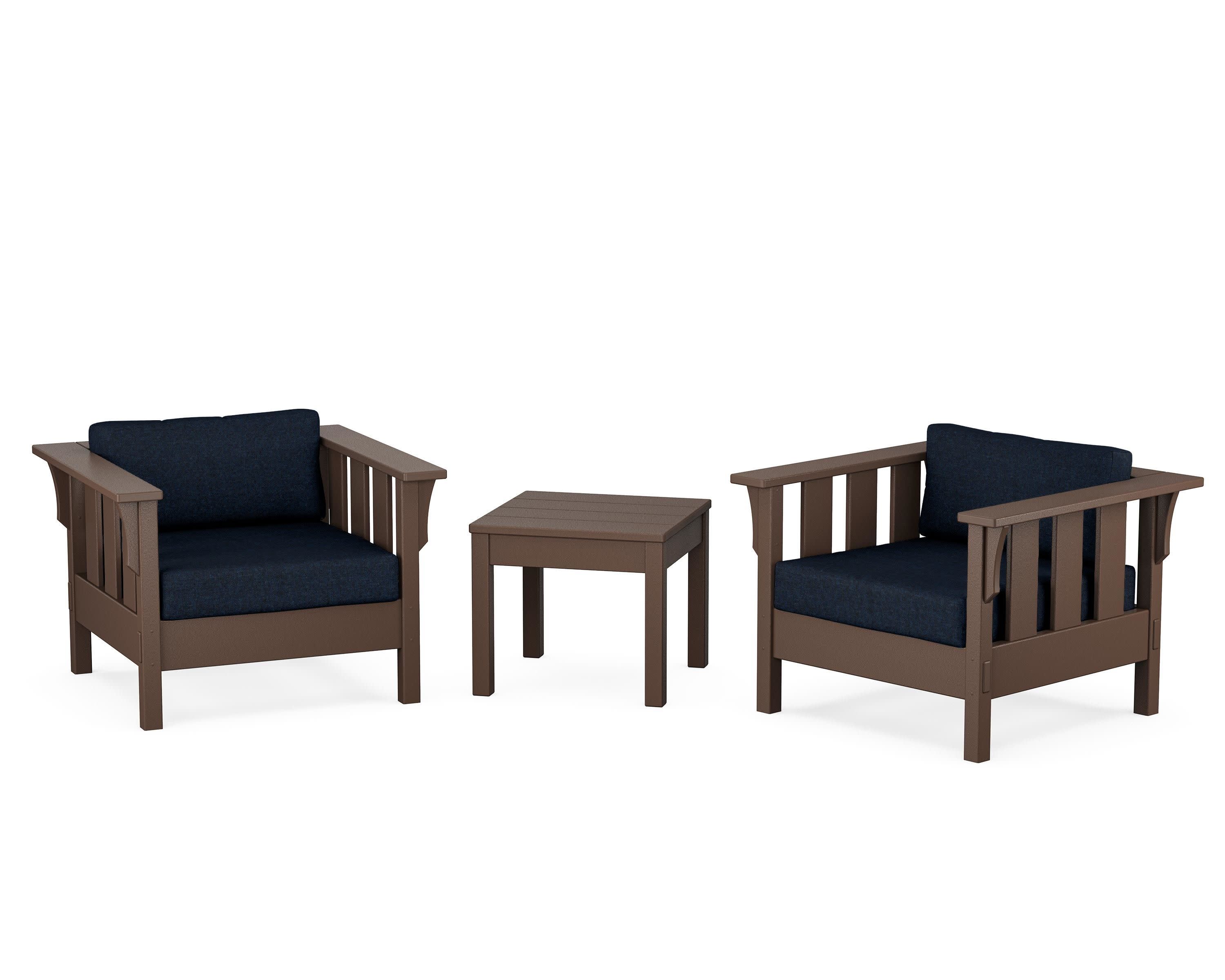 Acadia 3-Piece Deep Seating Set in Mahogany / Marine Indigo