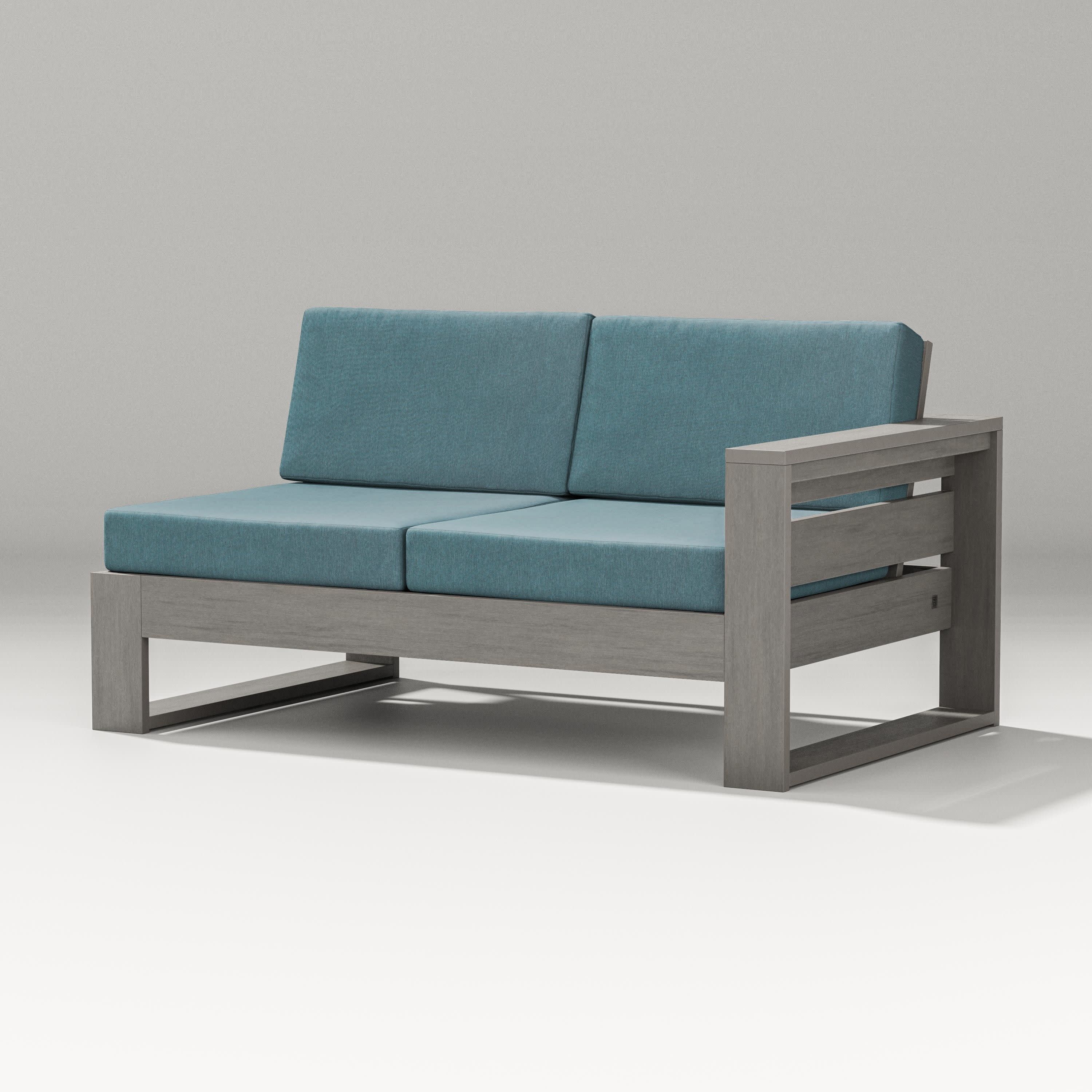 Latitude Modular Right Arm Loveseat in Driftwood / Ocean Teal