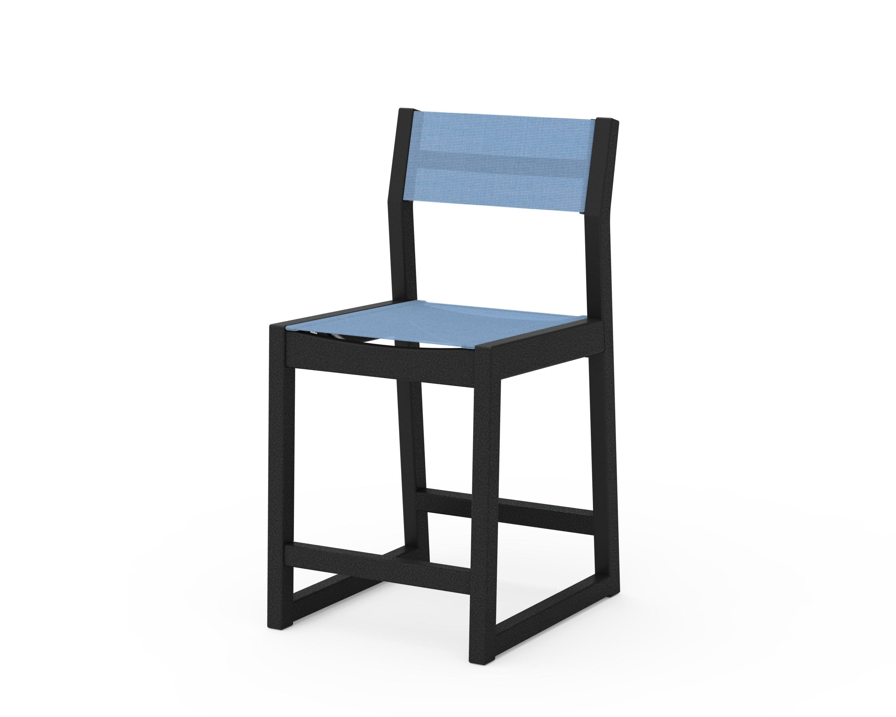 EDGE Sling Counter Side Chair in Black / Poolside Sling
