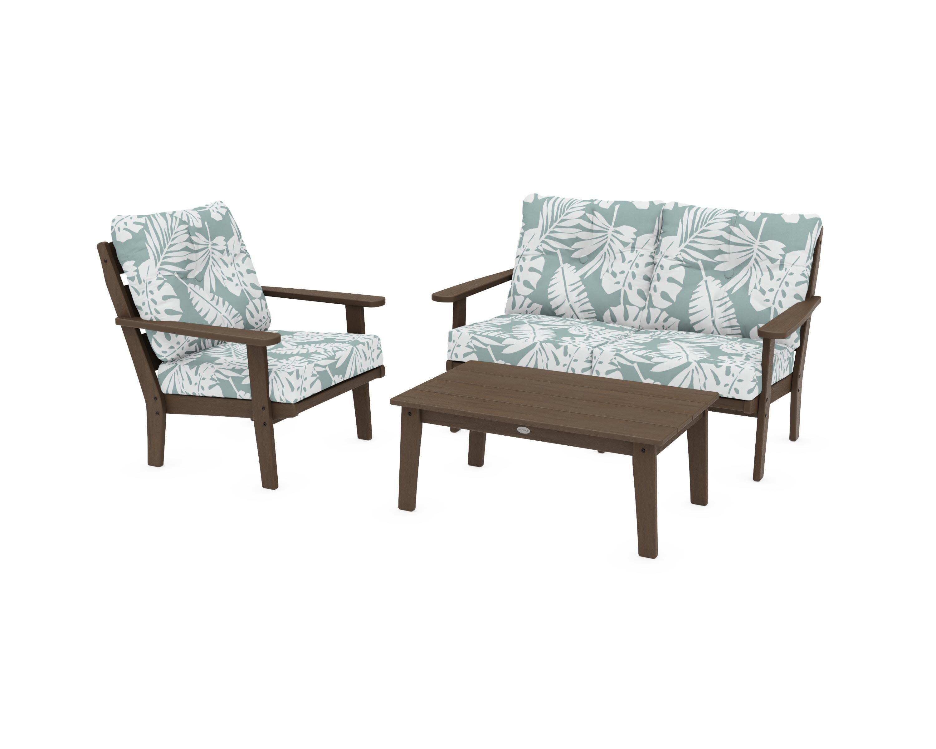 Lakeside 3-Piece Deep Seating Set in Kona / Leaf Glacier Spa