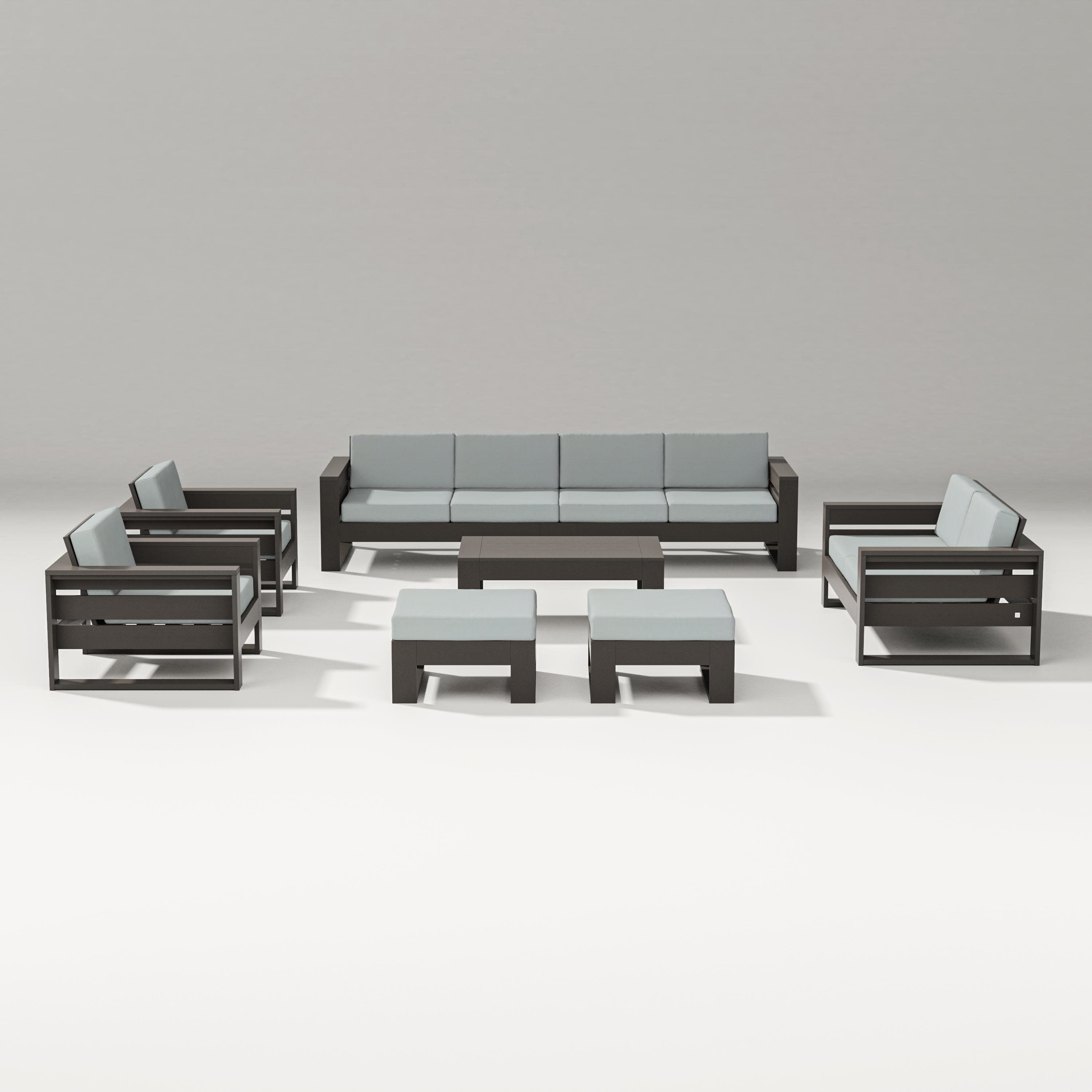 Latitude 8-Piece Lounge Sofa Set in Vintage Coffee / Spa