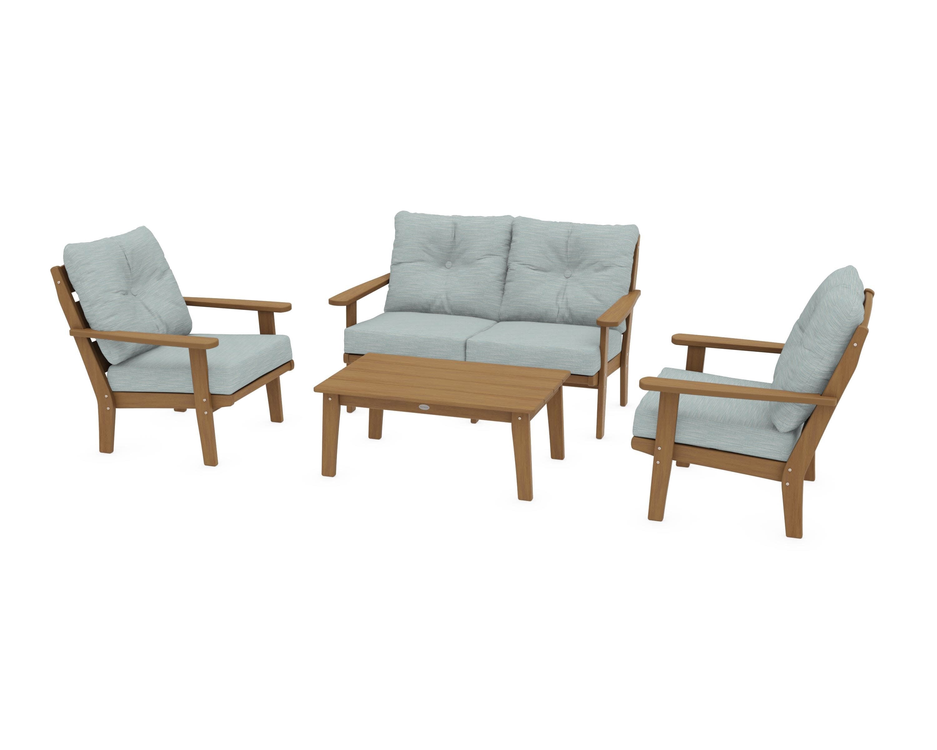 Lakeside 4-Piece Deep Seating Set in Natural / Soothe Mist