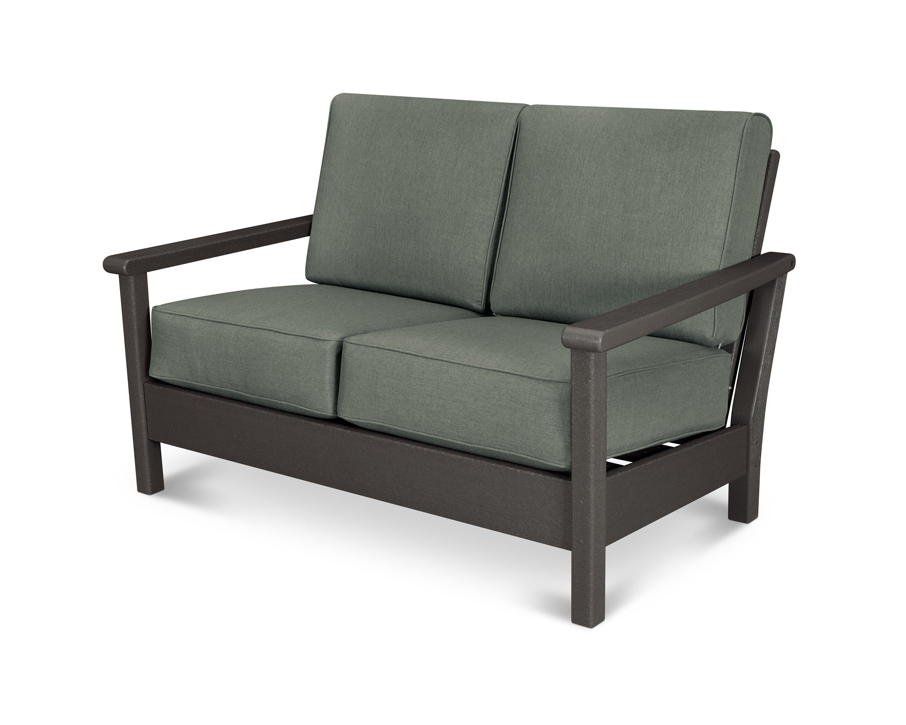 Harbour Deep Seating Loveseat in Vintage Coffee / Cast Sage