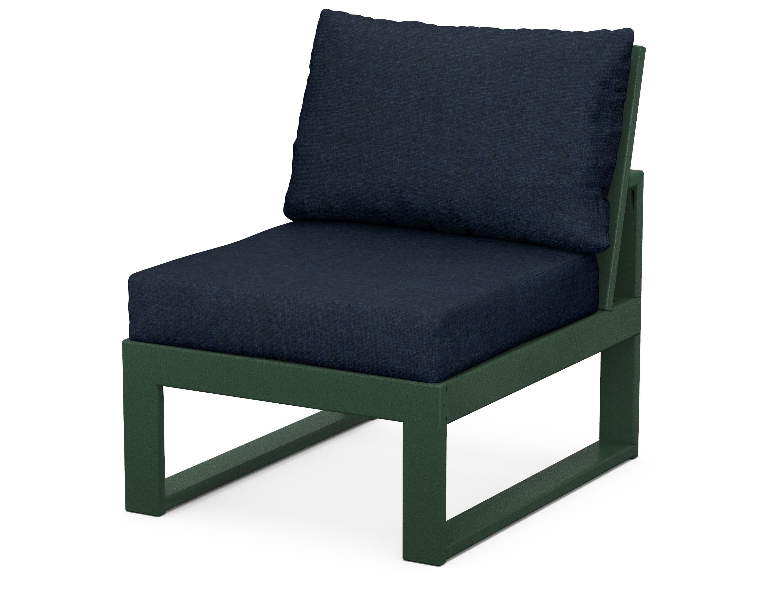 Modular Armless Chair in Green / Marine Indigo