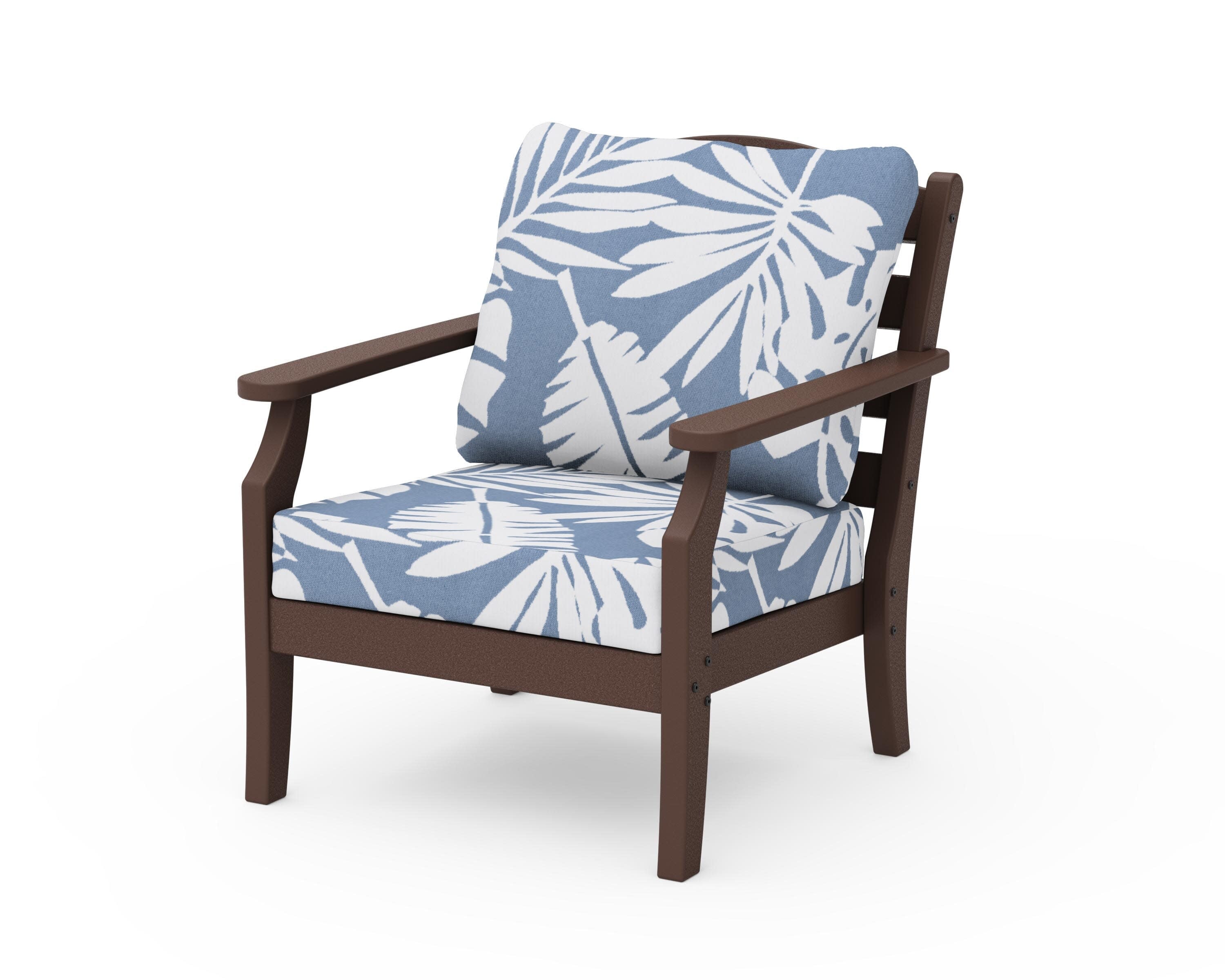 Savannah Deep Seating Chair in Mahogany / Leaf Sky Blue