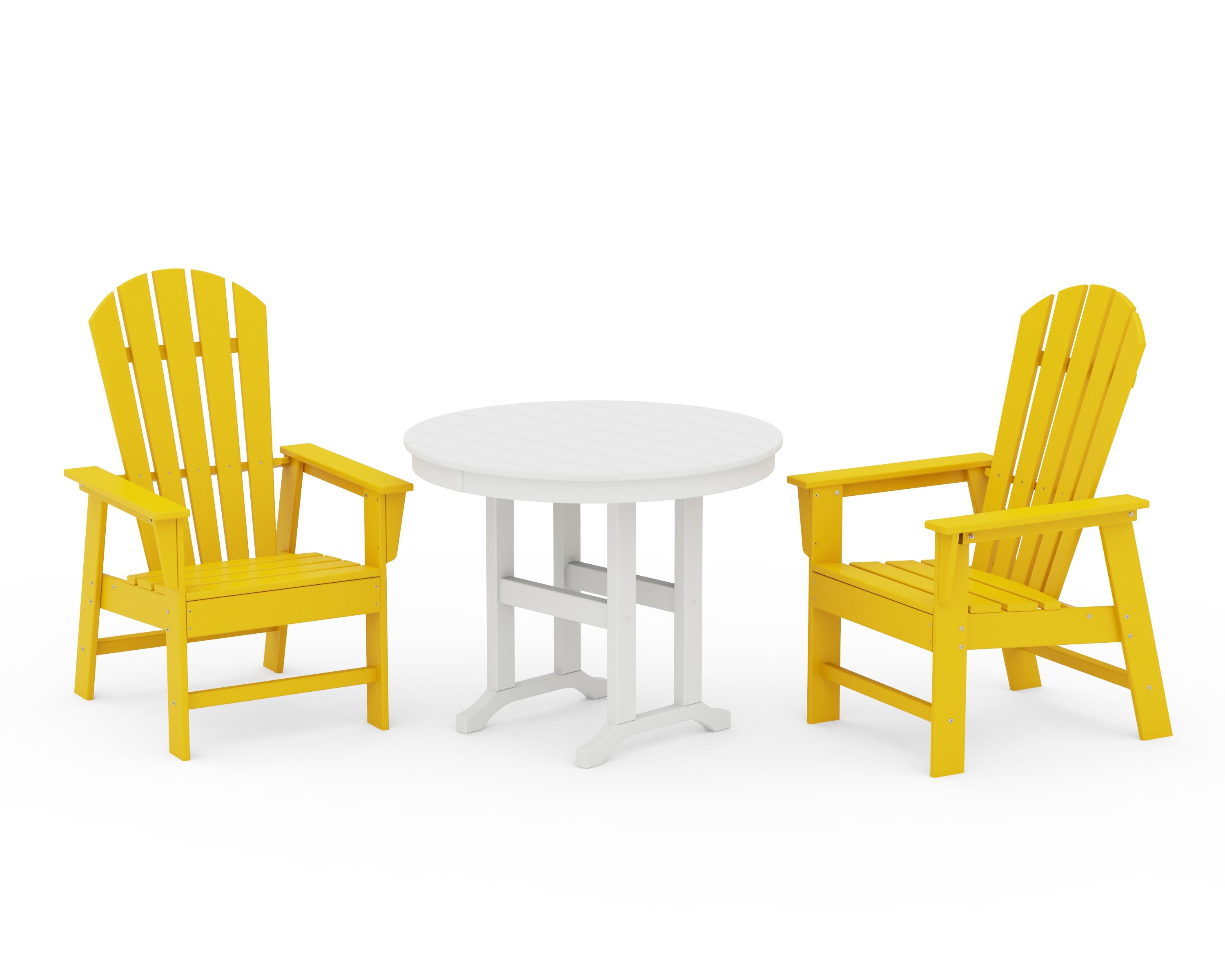 South Beach 3-Piece Round Farmhouse Dining Set in Lemon / White