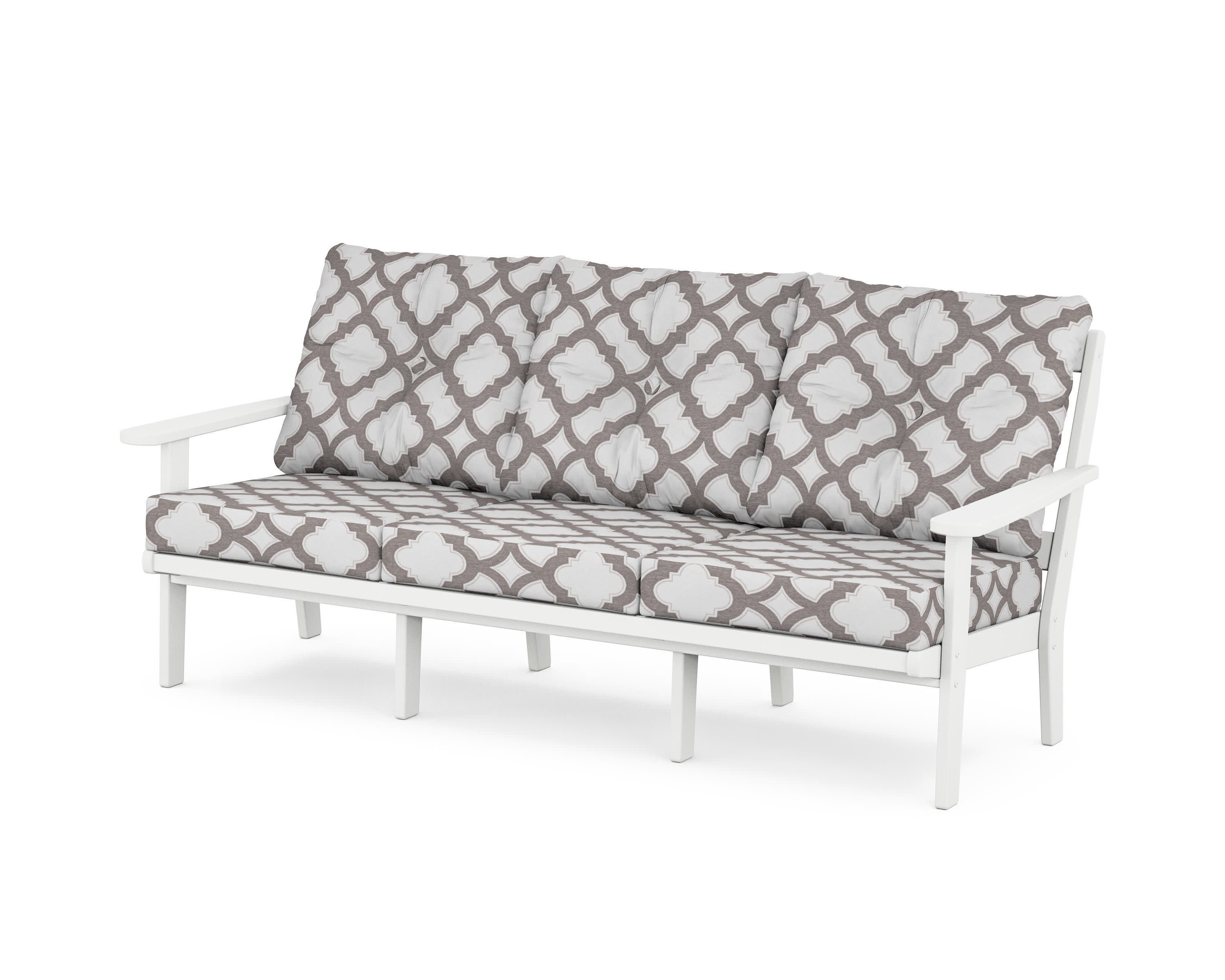 Mission Deep Seating Sofa in White / Trellis Grey Mist
