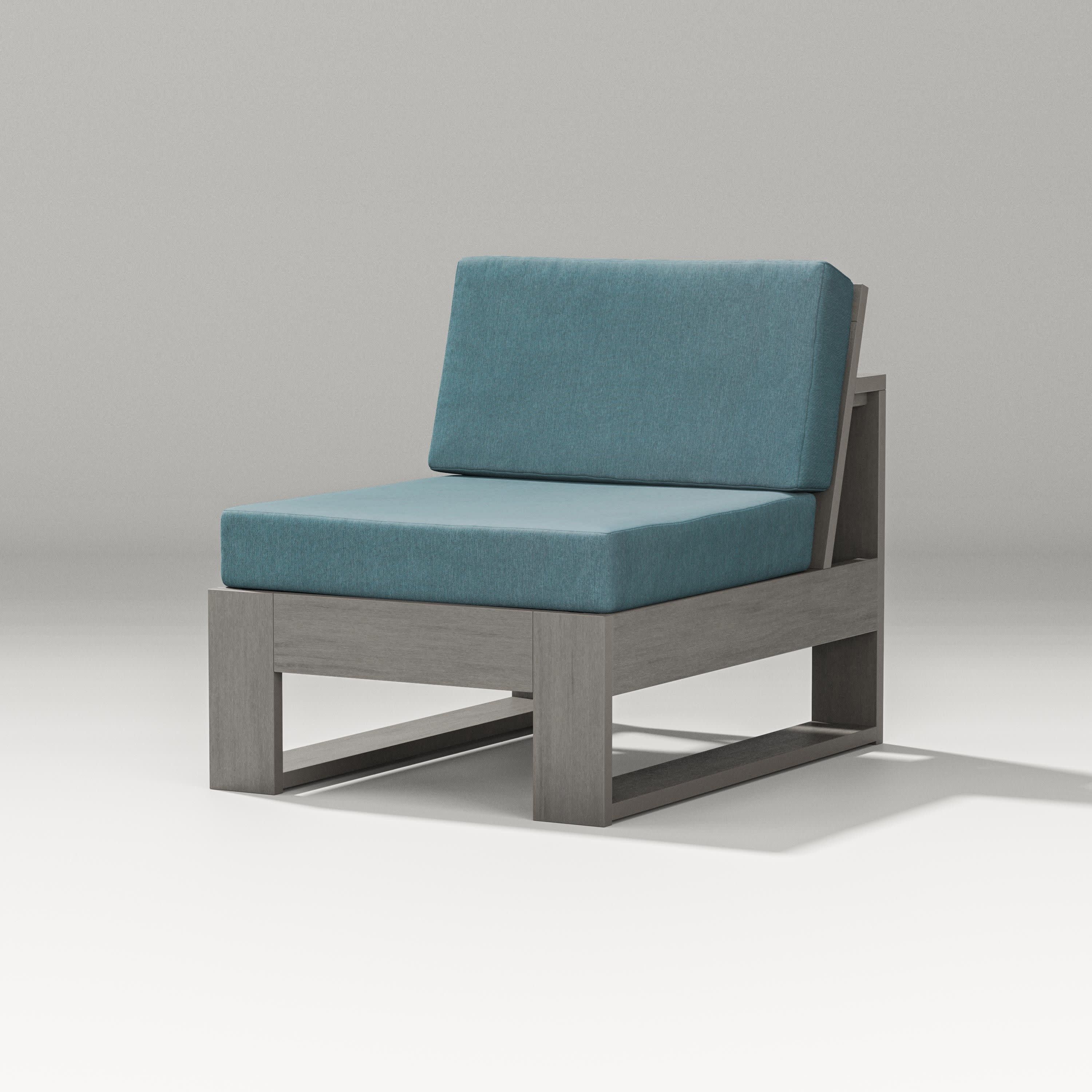 Latitude Modular Armless Chair in Driftwood / Ocean Teal