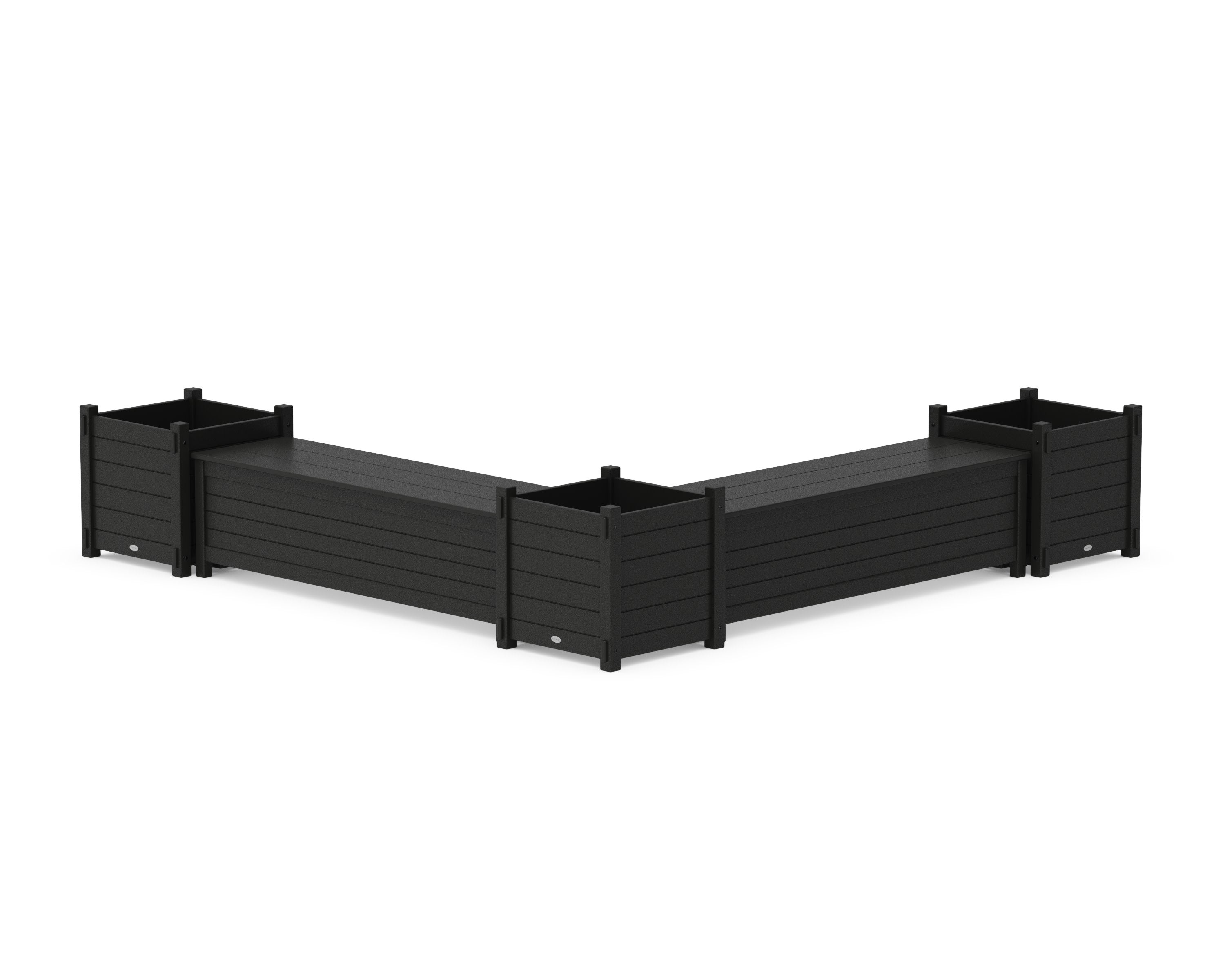 60" Nautical L- Shaped Planter Storage Bench Corner Set- Large in Black