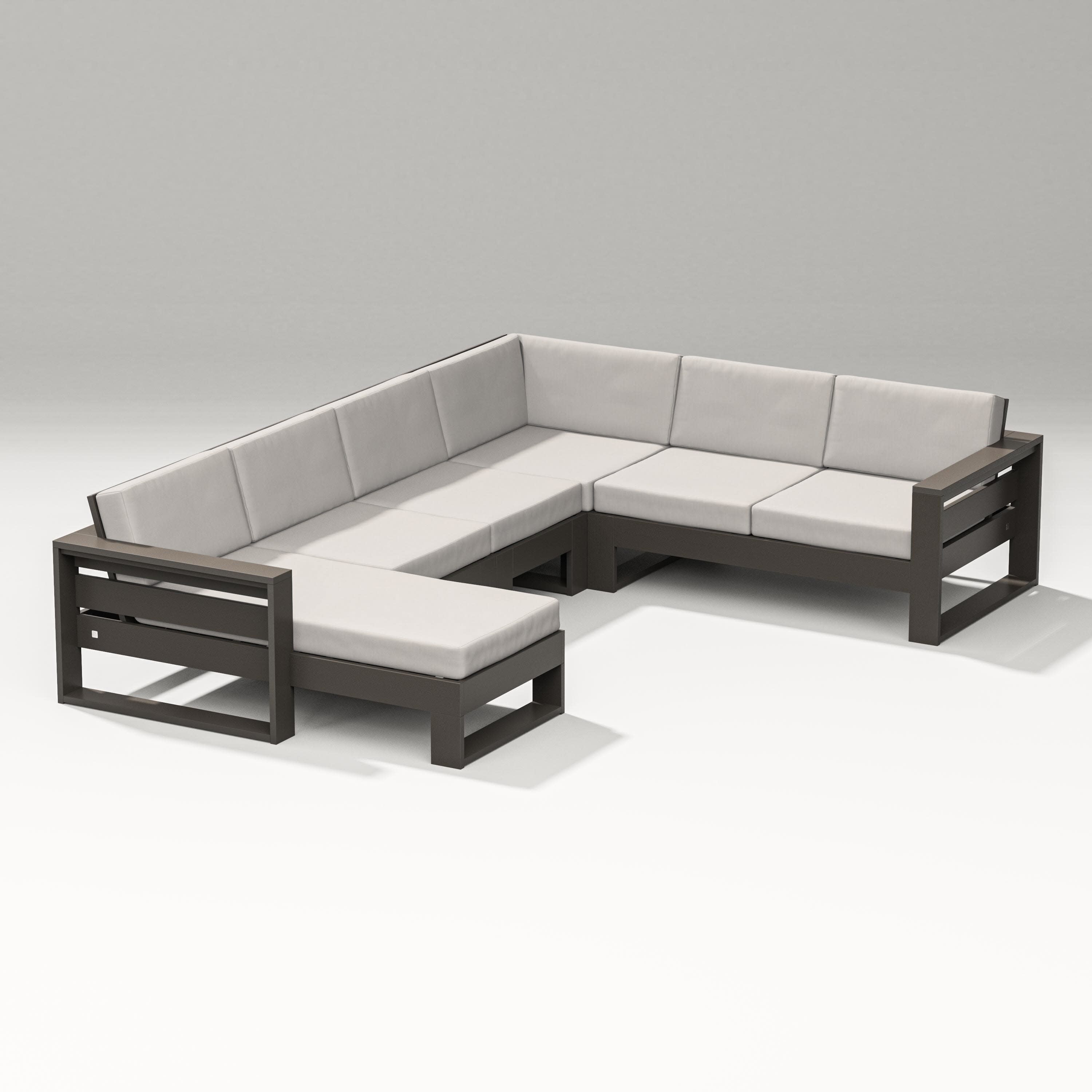 Latitude Corner Sectional with Left Chaise in Vintage Coffee / Cast Ash