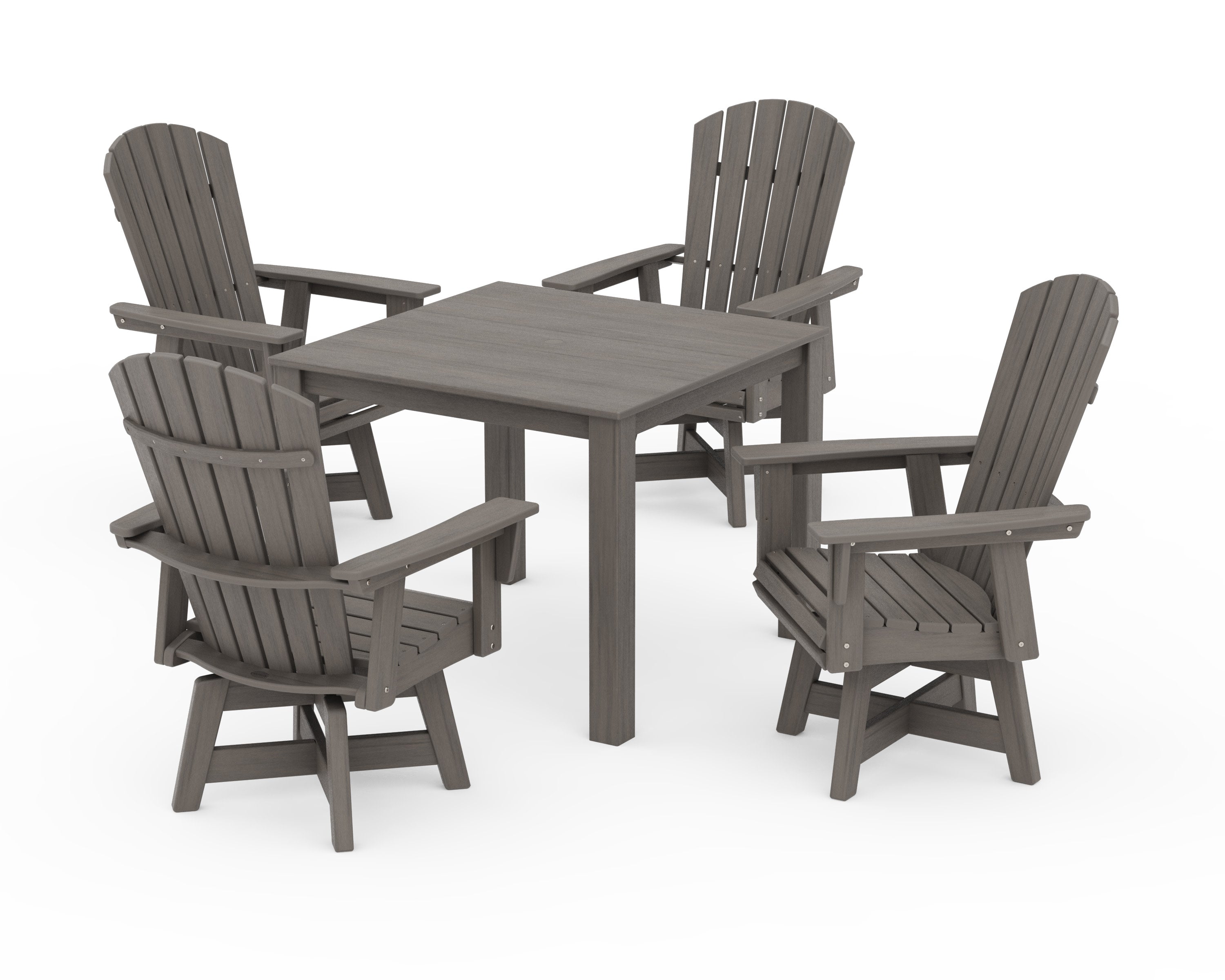 Nautical Curveback Adirondack Swivel 5-Piece Parsons Dining Set in Driftwood