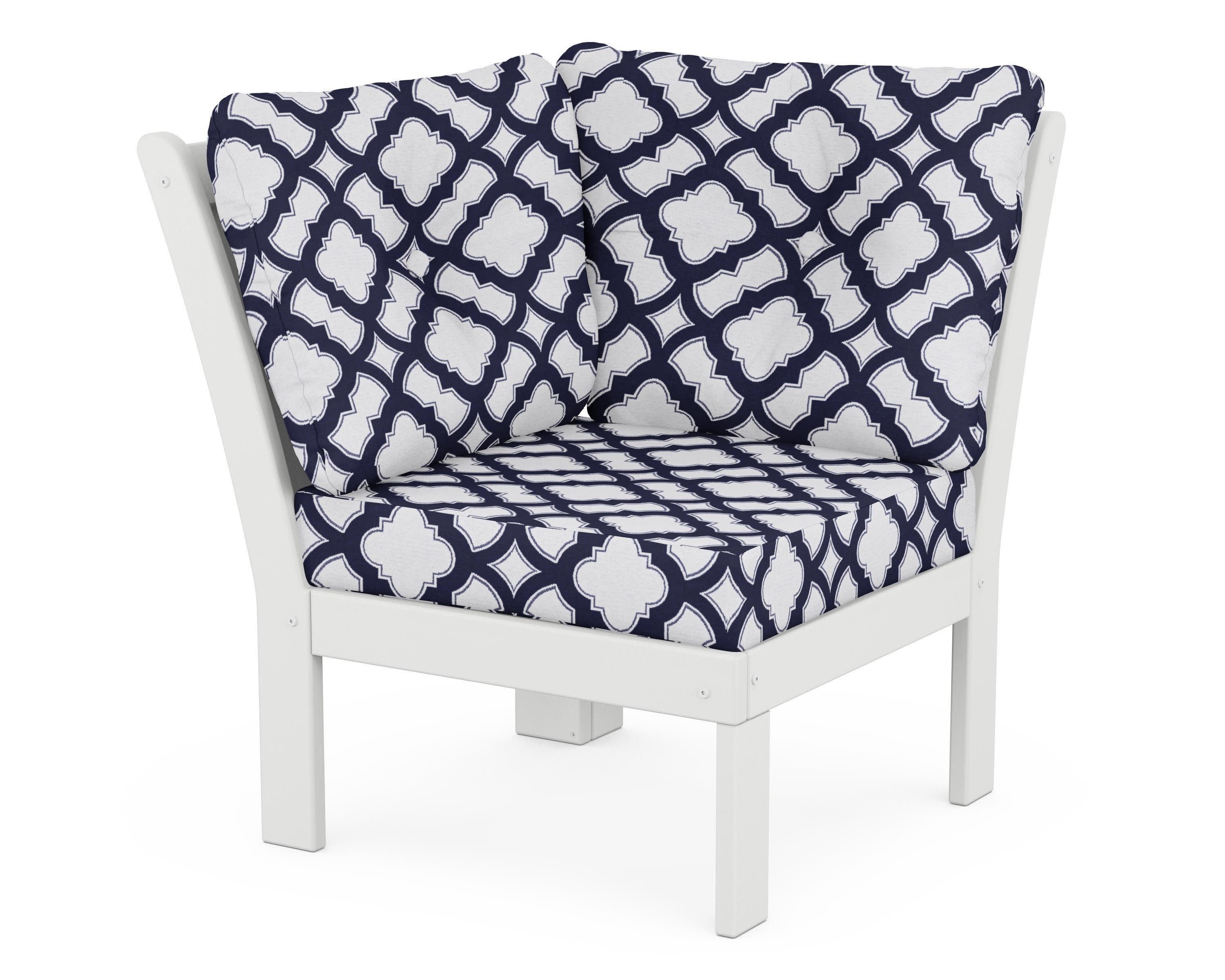 Vineyard Modular Corner Chair in White / Trellis Navy
