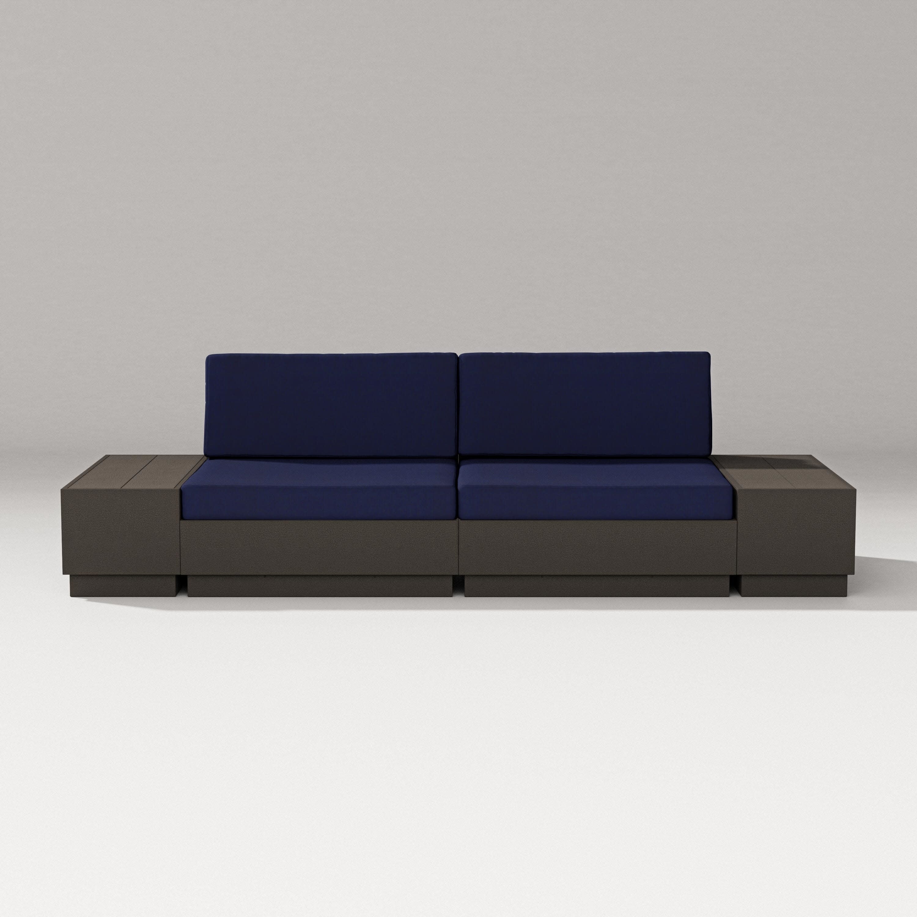 Elevate 4-Piece Loveseat Sectional in Vintage Coffee / Navy