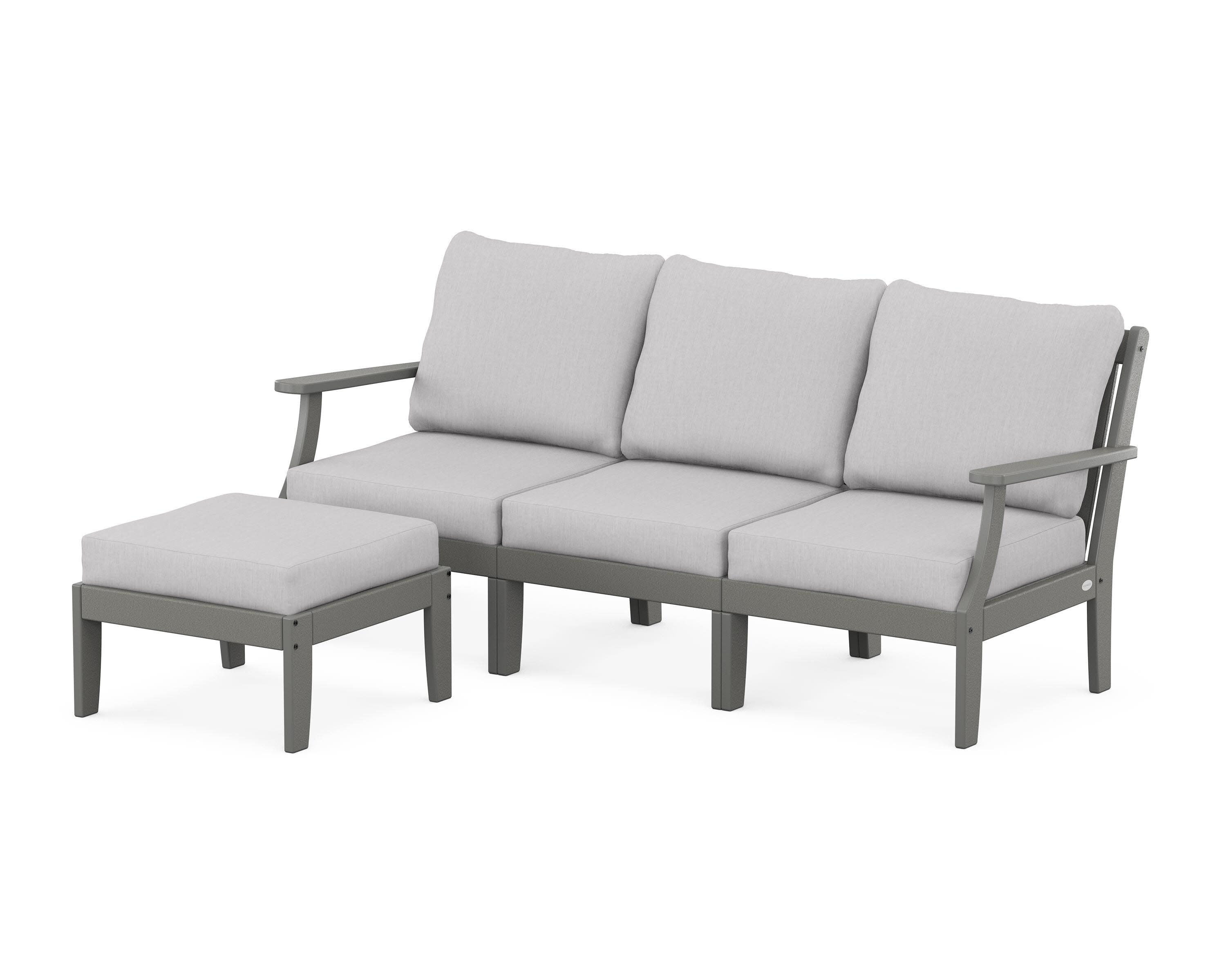 Braxton Modular 4-Piece Deep Seating Set with Ottoman in Slate Grey / Granite