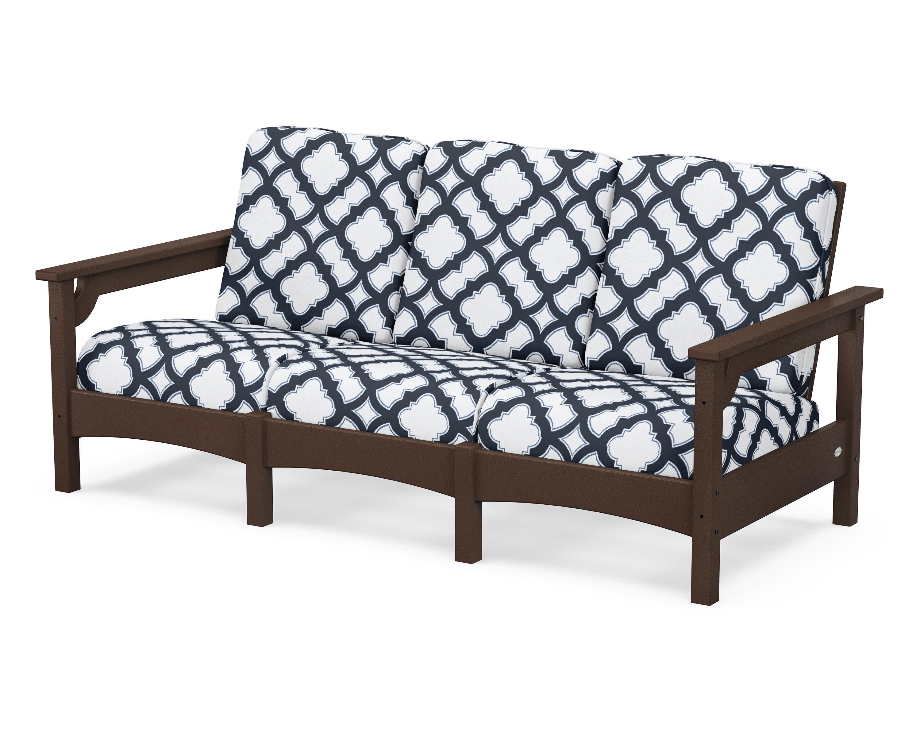 Club Sofa in Mahogany / Trellis Marine Indigo