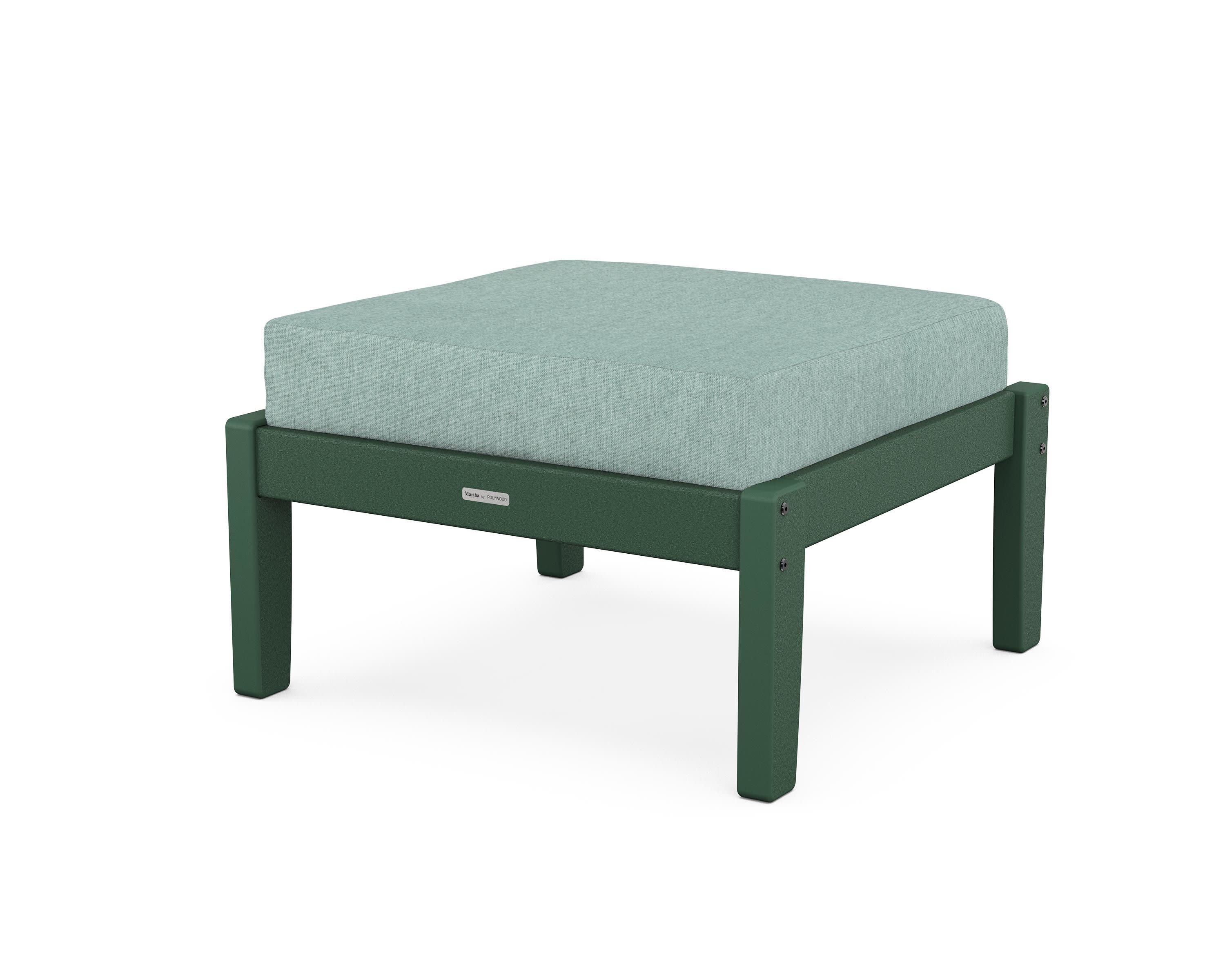Chinoiserie Deep Seating Ottoman in Green / Glacier Spa