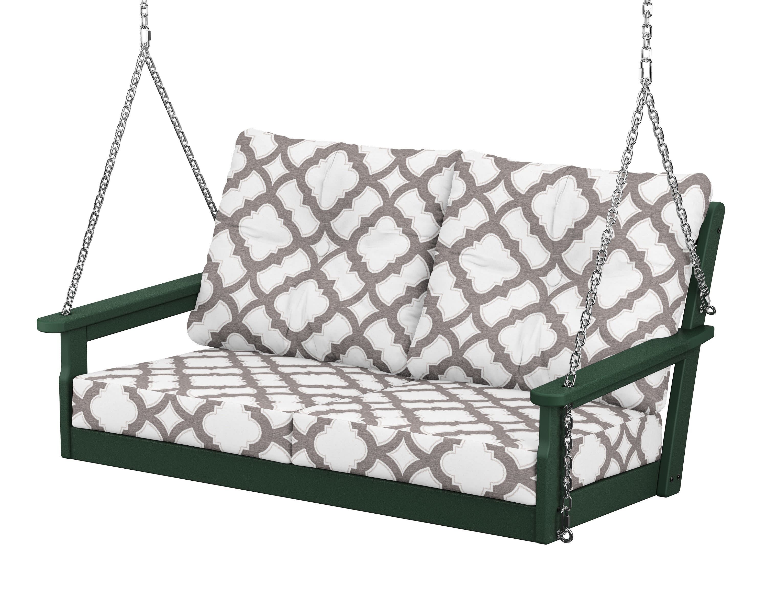Vineyard Deep Seating Swing in Green / Trellis Grey Mist