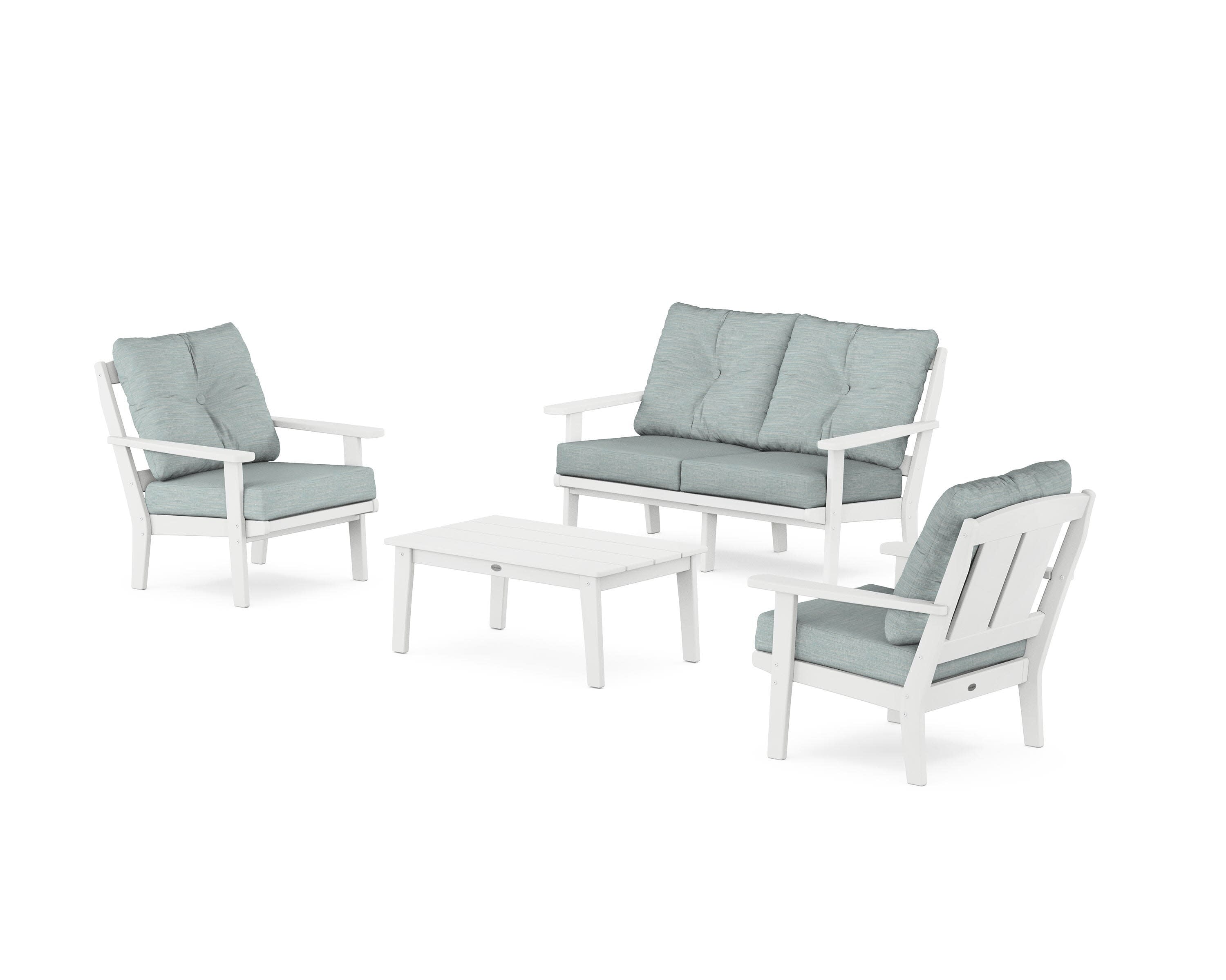 Mission 4-Piece Deep Seating Set with Loveseat in White / Soothe Mist