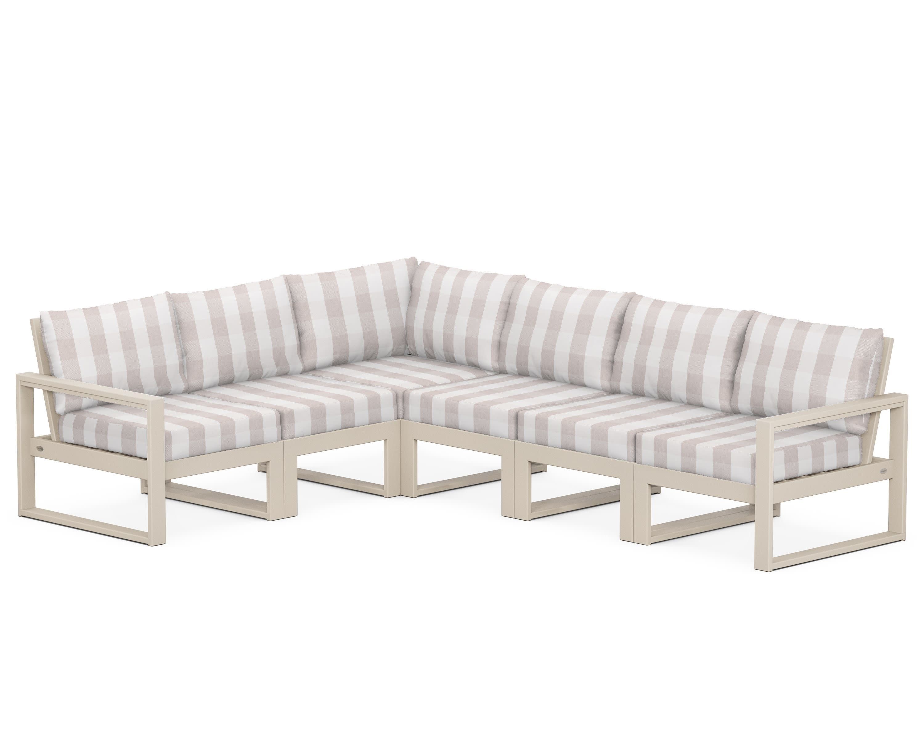 EDGE 6-Piece Modular Deep Seating Set in Sand / Buffalo Plaid Dune Burlap
