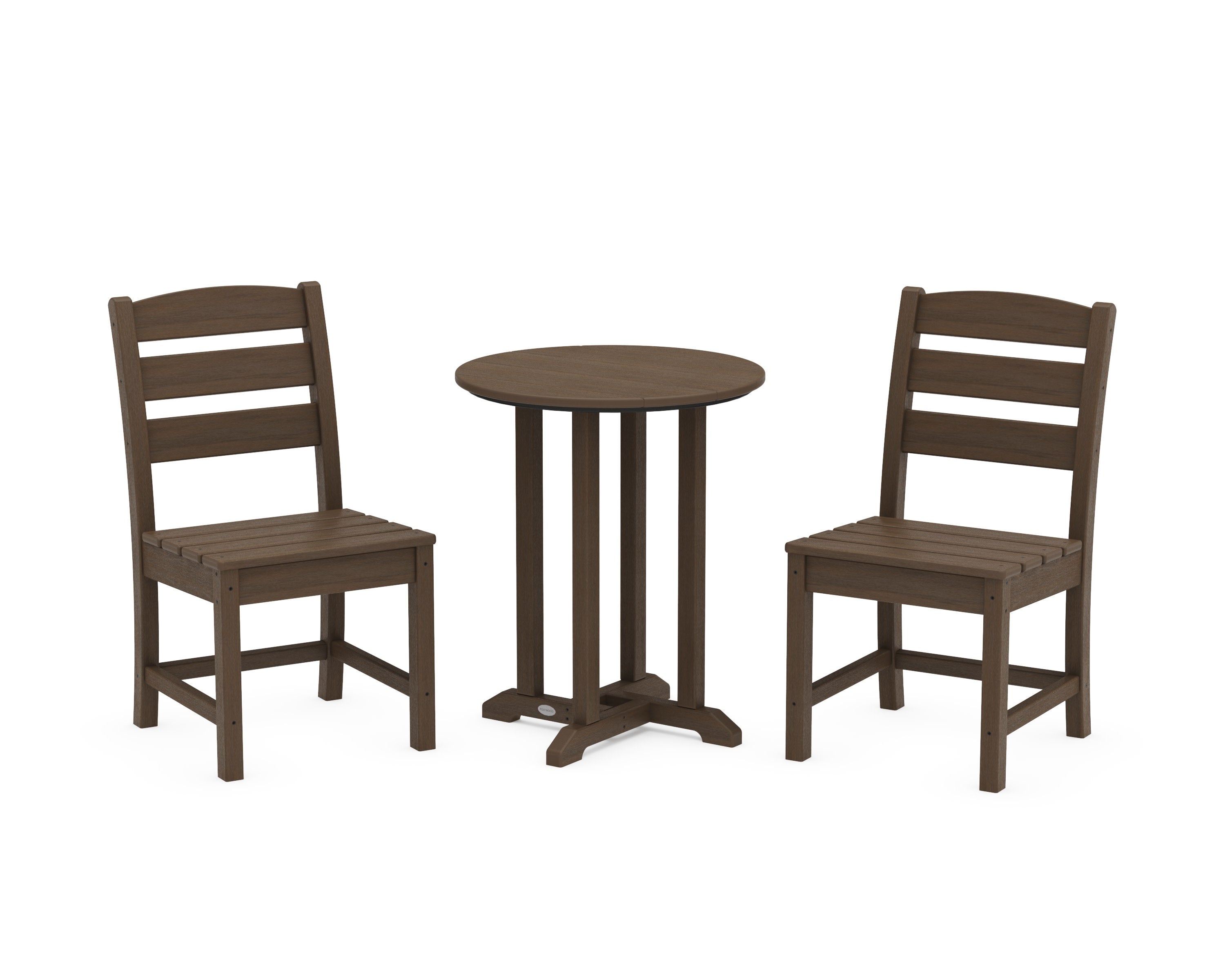 Lakeside Side Chair 3-Piece Round Bistro Dining Set in Kona