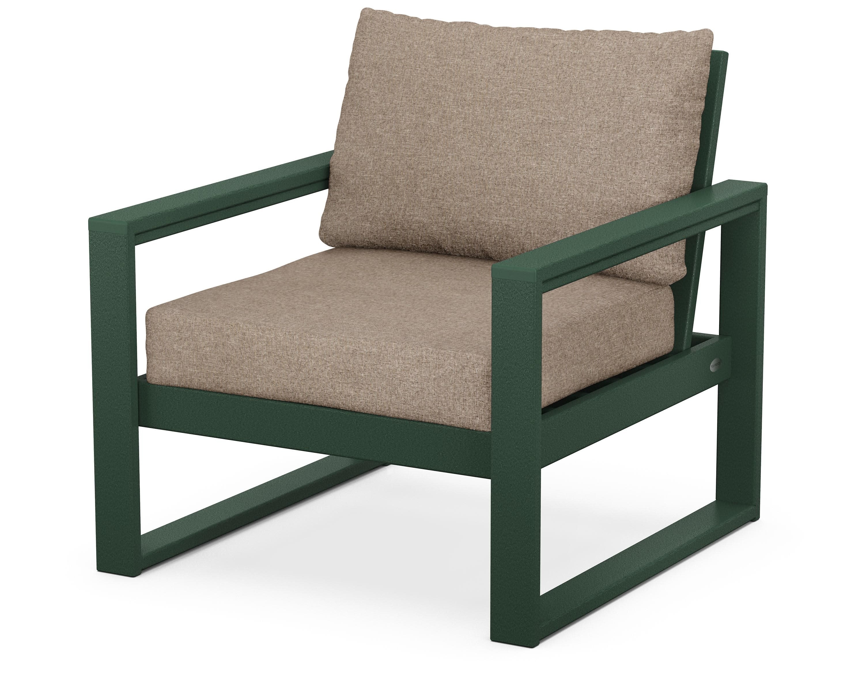 EDGE Club Chair in Green / Spiced Burlap
