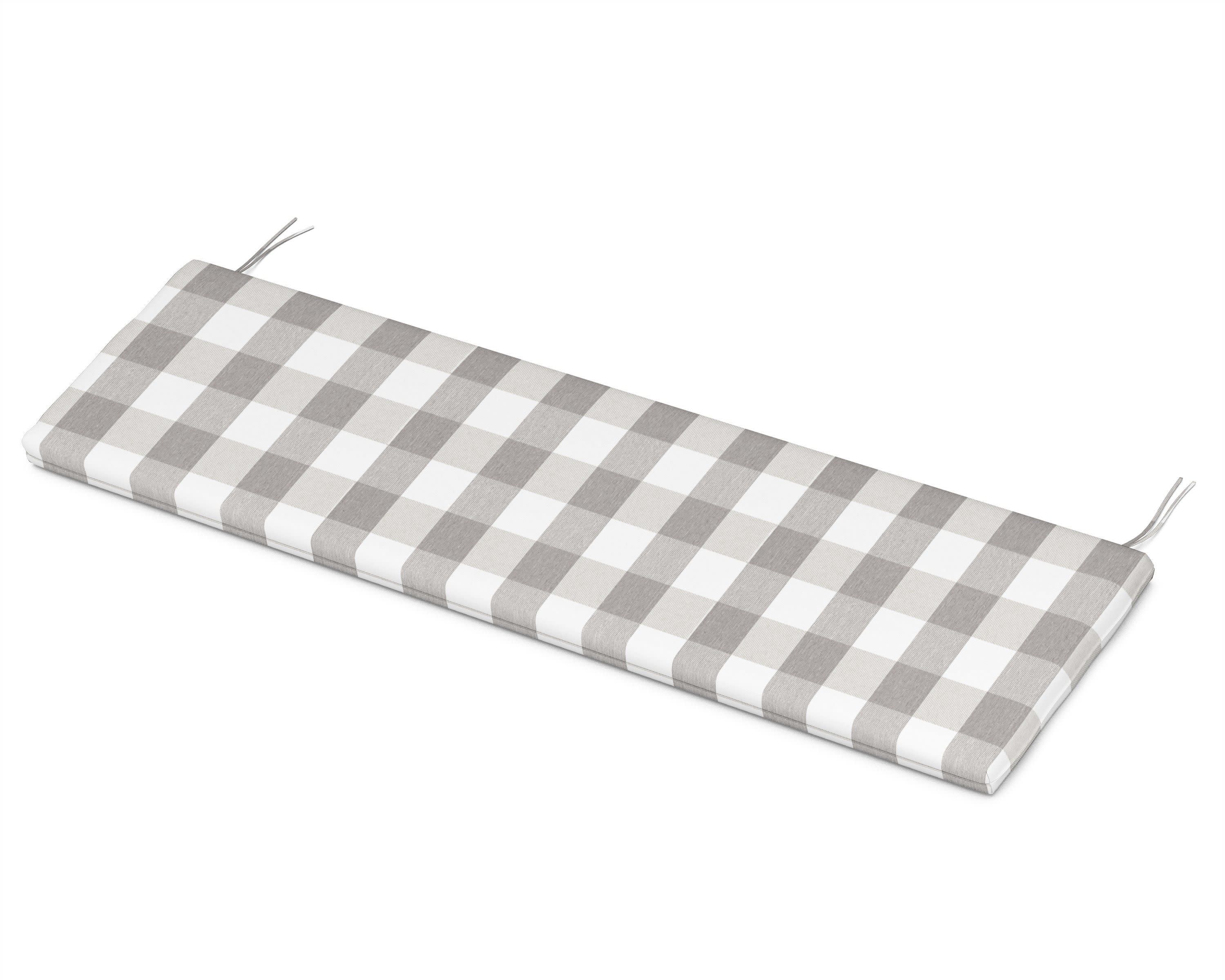 Bench Seat Cushion - 17.25"D x 56.5"W x 2.5"H in Buffalo Plaid Grey Mist