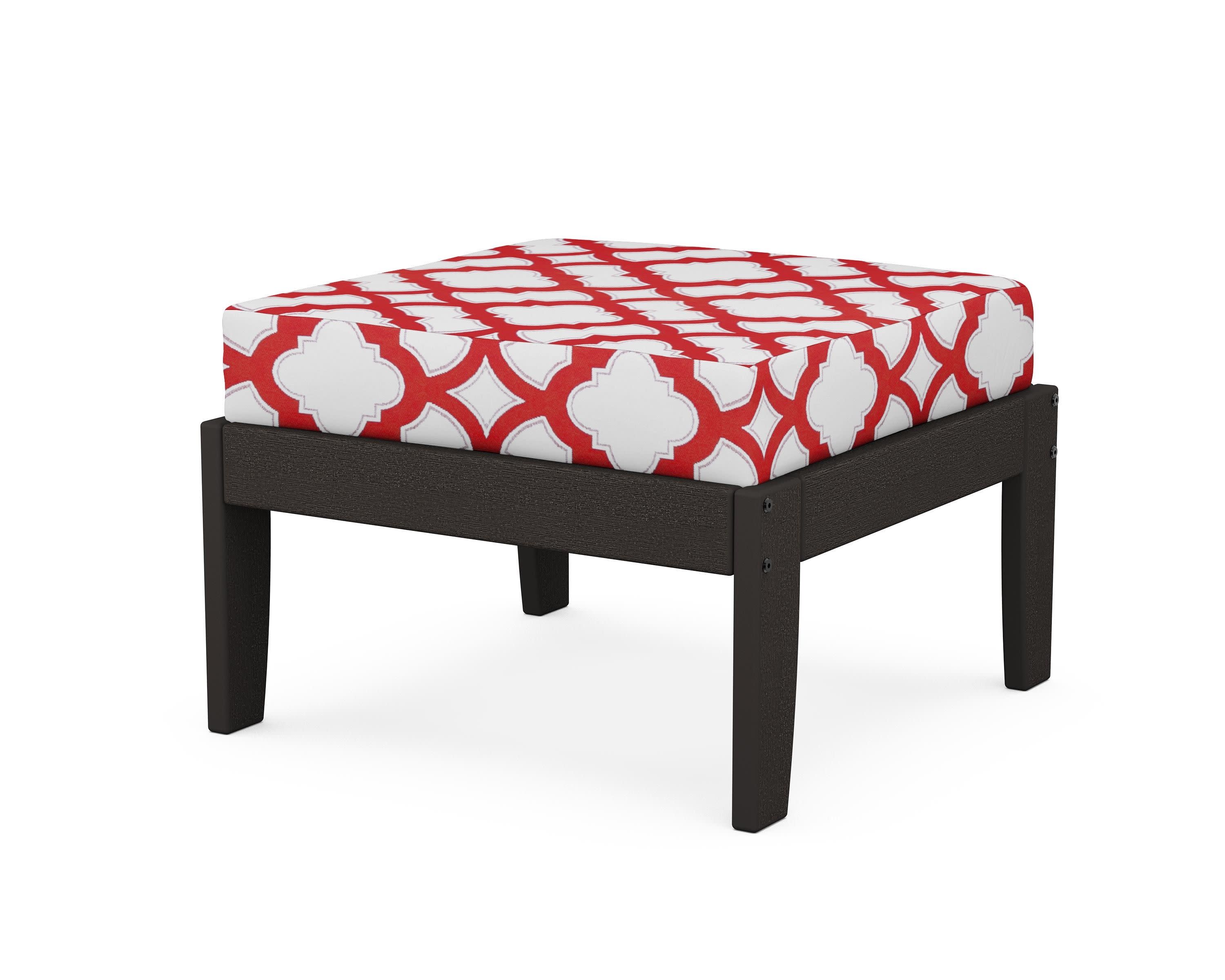 Modular Ottoman - Classic in Vintage Coffee / Trellis Crimson