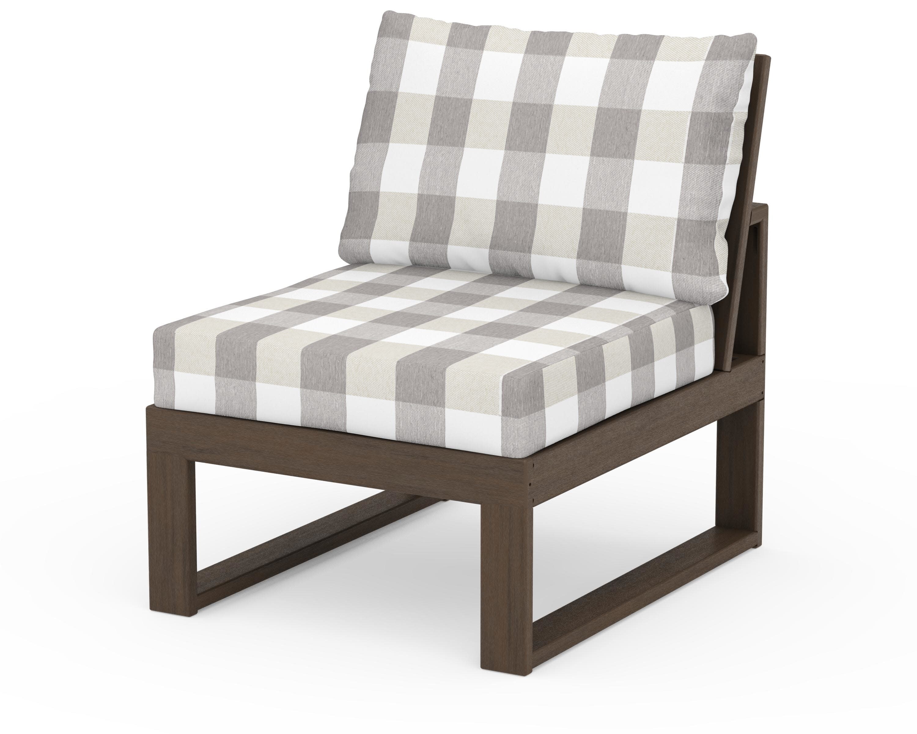 Modular Armless Chair in Kona / Buffalo Plaid Grey Mist
