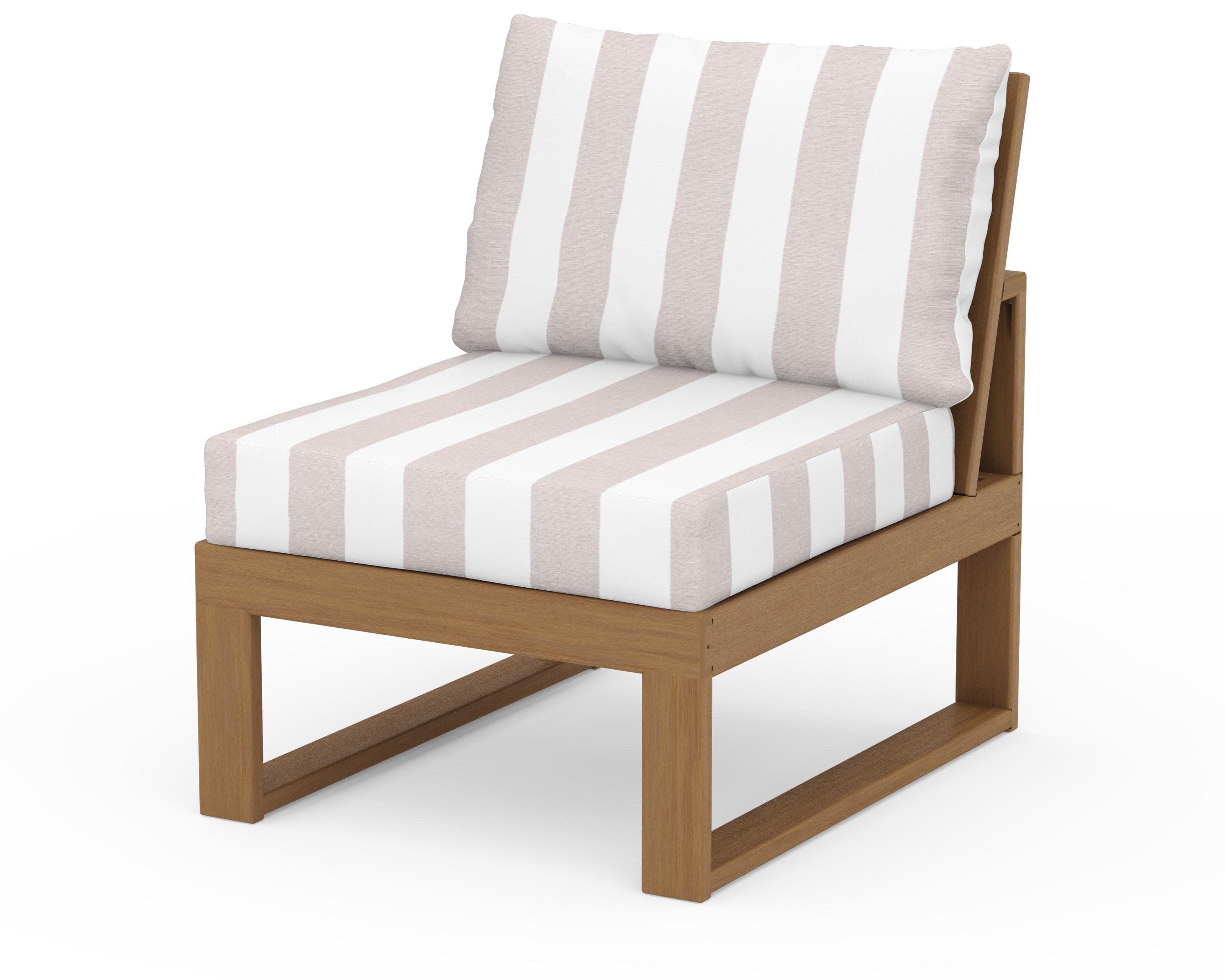 Modular Armless Chair in Natural / Cabana Stripe Dune Burlap