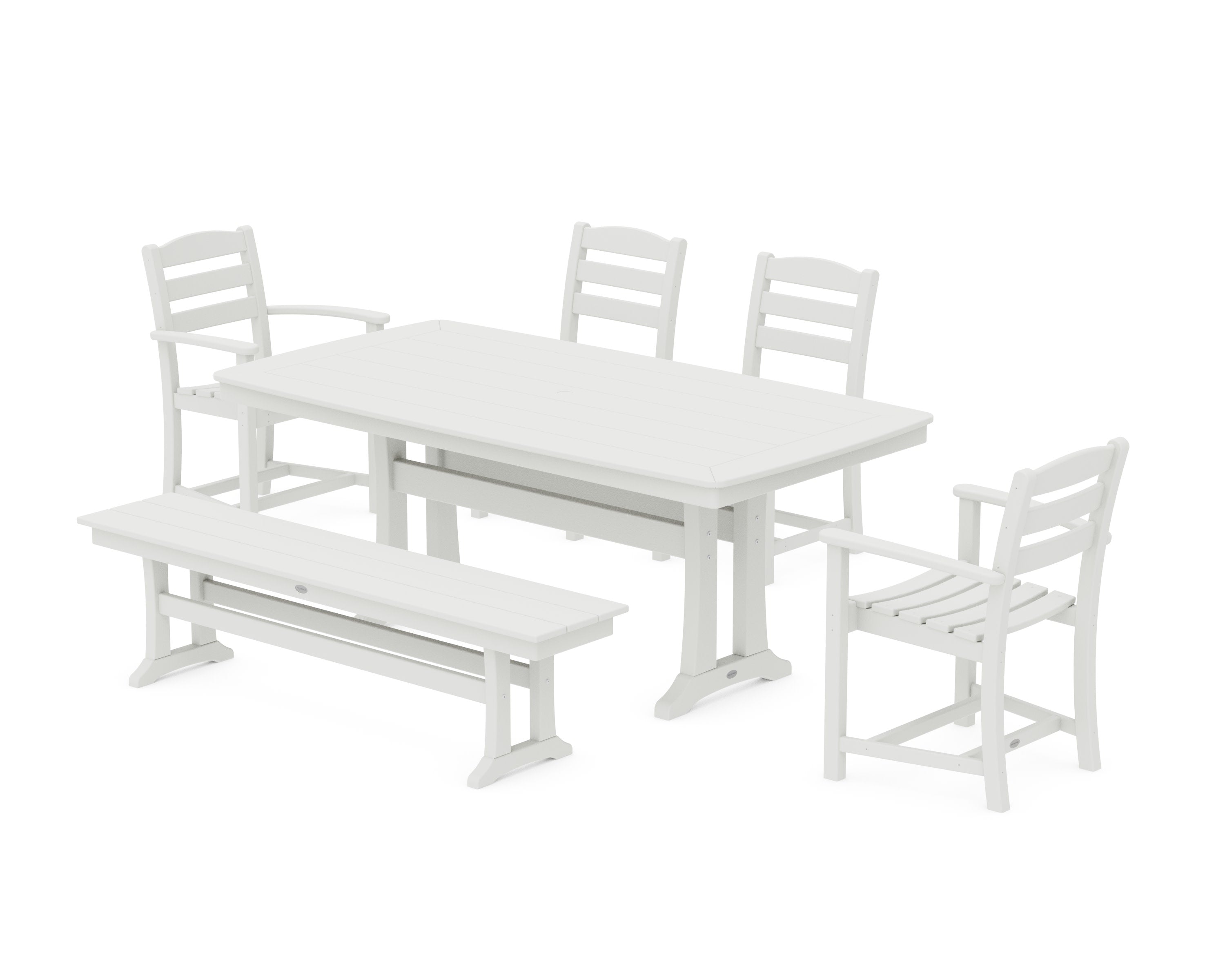 La Casa Cafe 6-Piece Dining Set with Trestle Legs in Vintage White